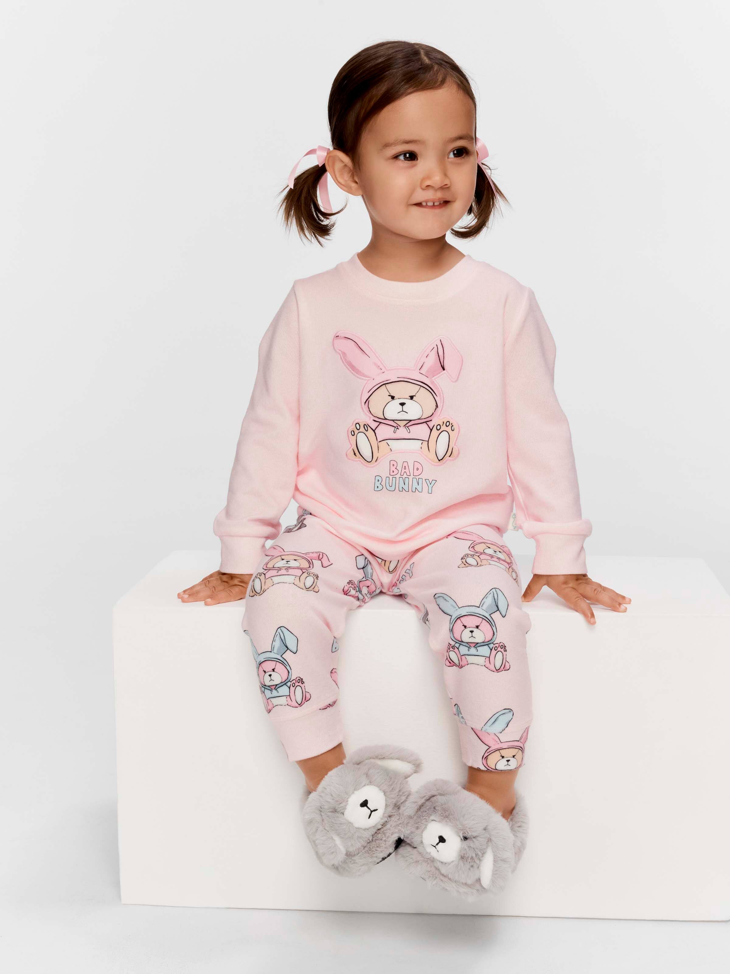 Baby Girl Bad Bunny Plush Long Pj Set