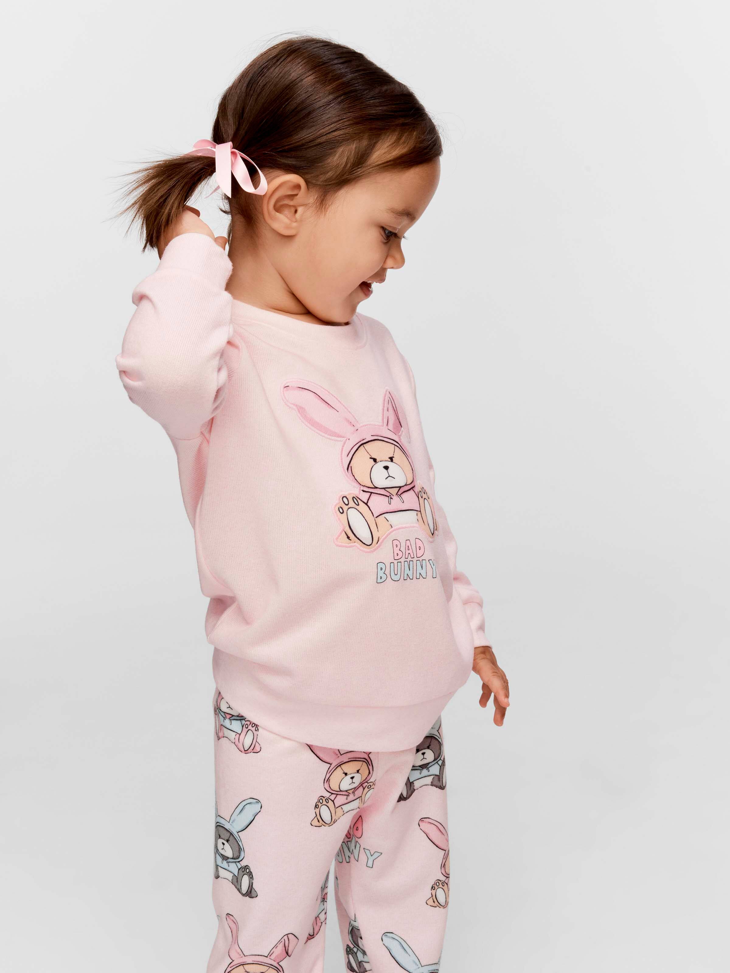 Baby Girl Bad Bunny Plush Long Pj Set