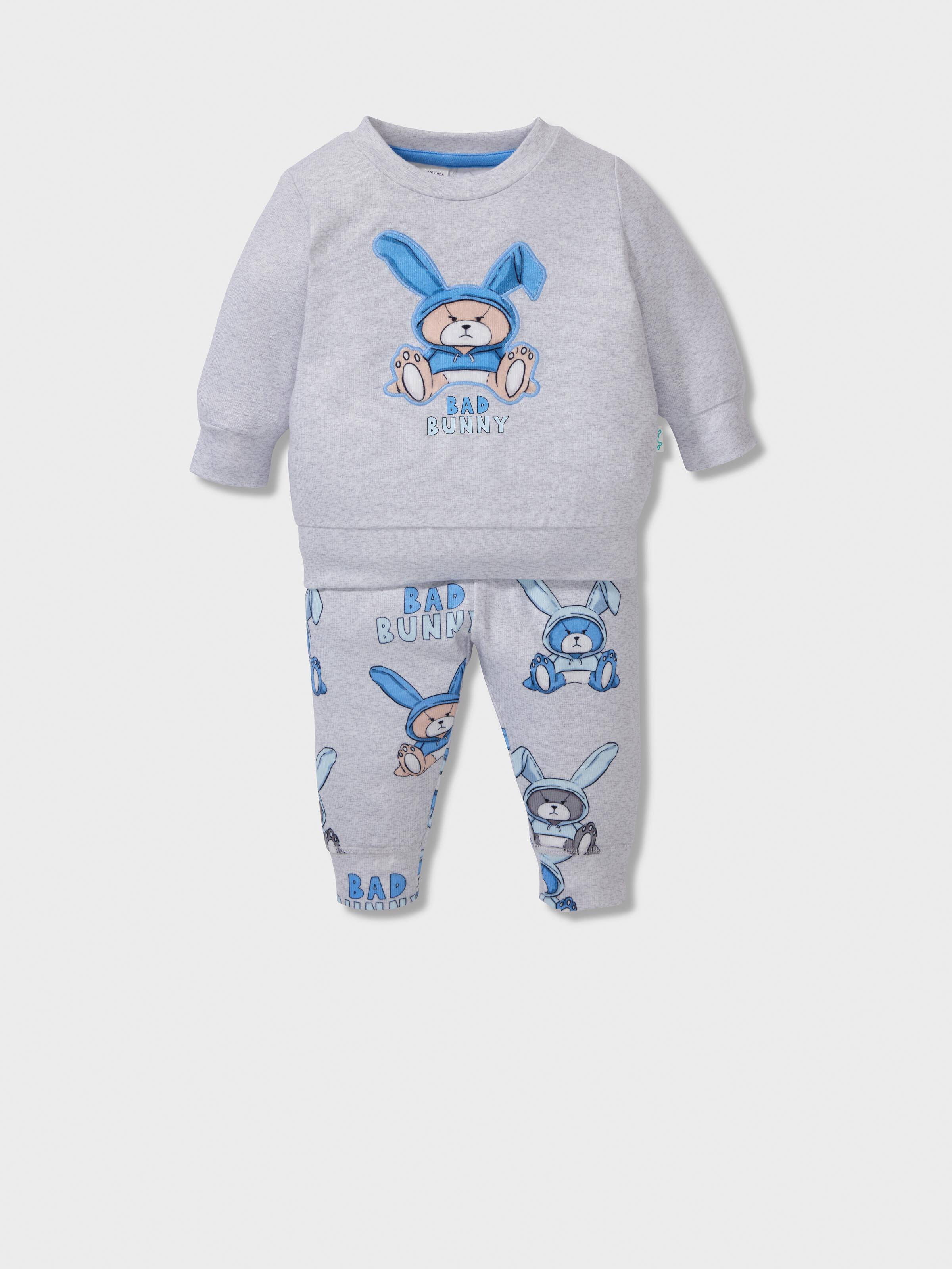 Baby Boy Bad Bunny Plush Long Pj Set
