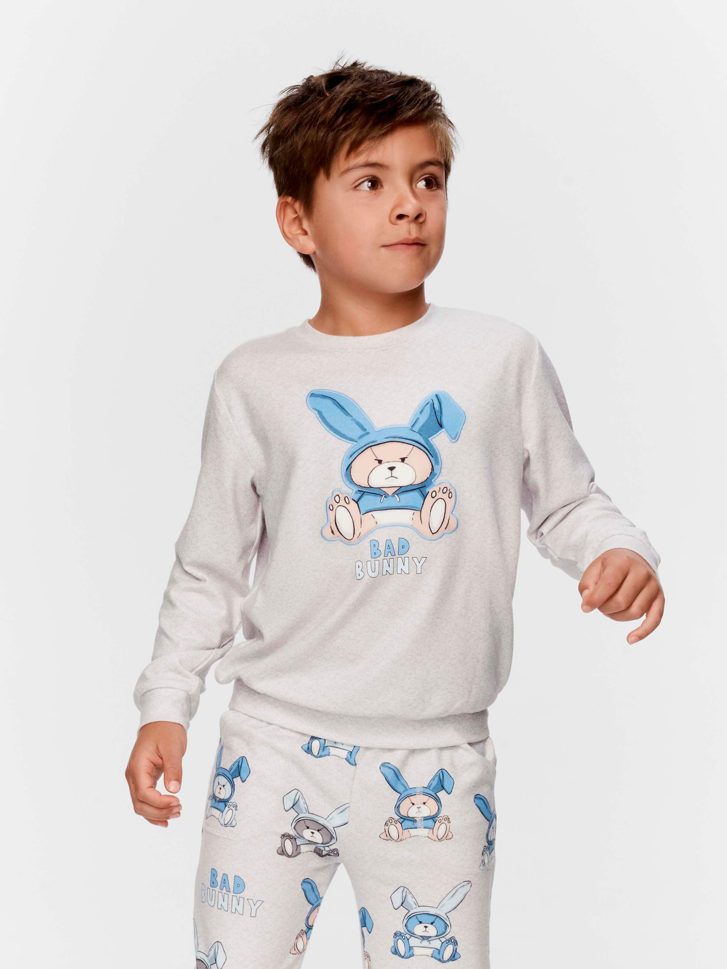 Jnr Boys Bad Bunny Plush Long Pj Set