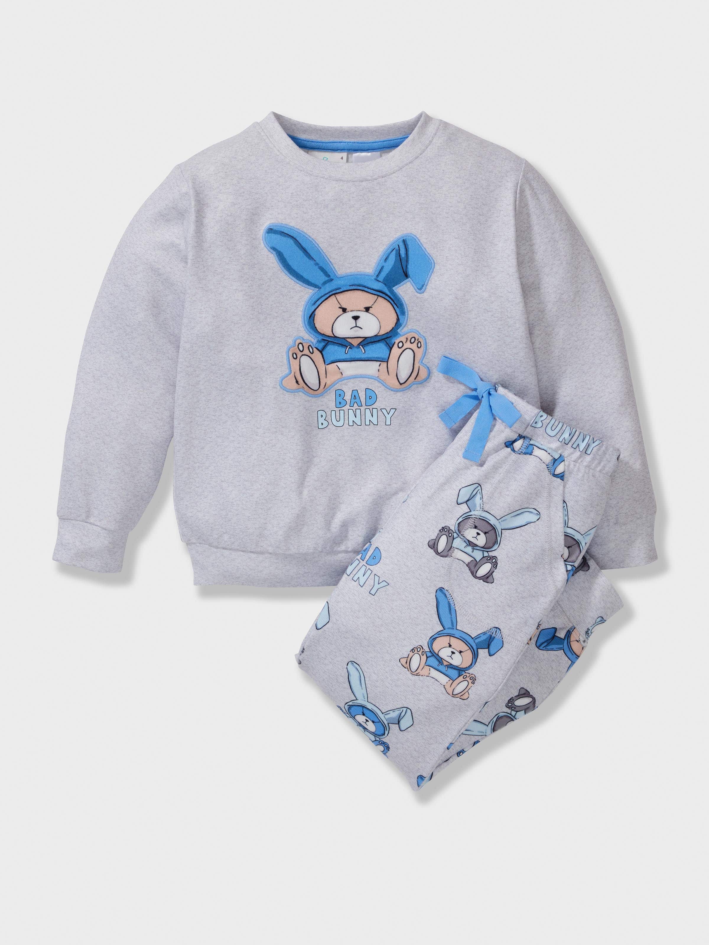 Boys Bad Bunny Plush Long Pj Set