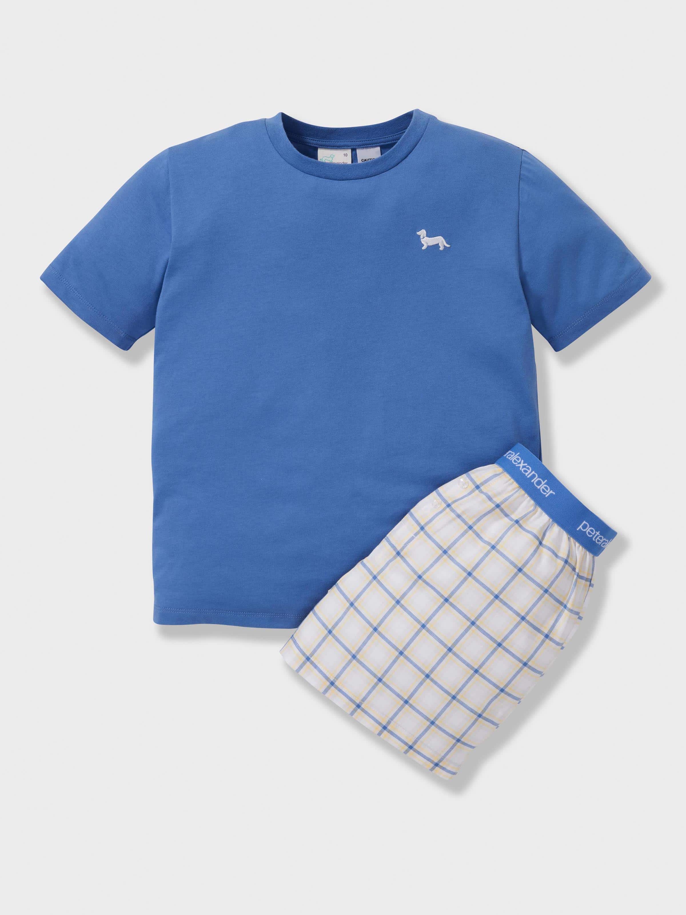 Boys Check Boxer 100% Cotton Short Pj Set