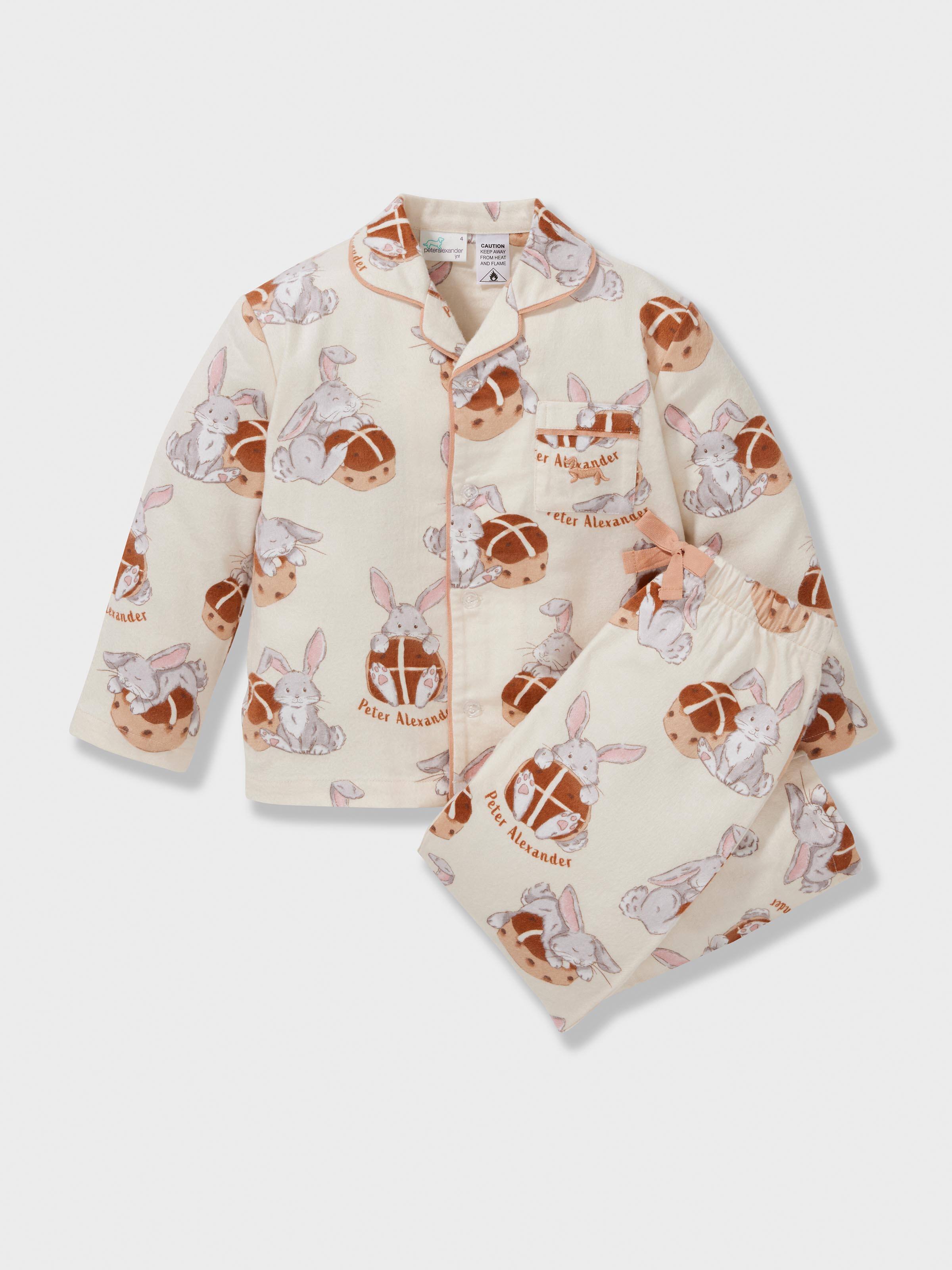 Kids Hot Cross Buns Bamboo Flannelette Long Classic Pj Set