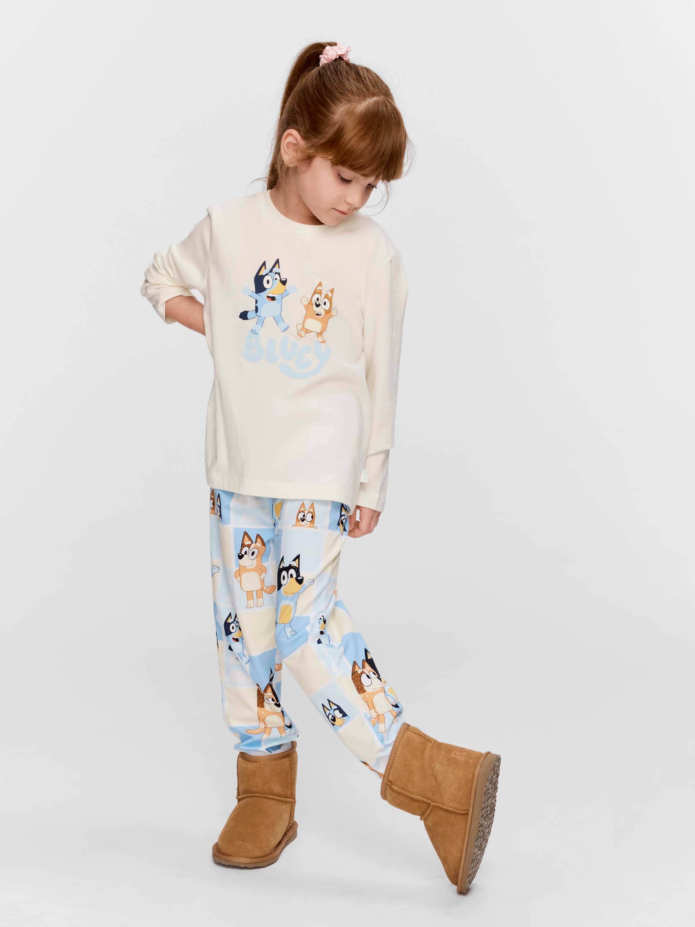 Jnr Kids Bluey Check Long Pj Set
