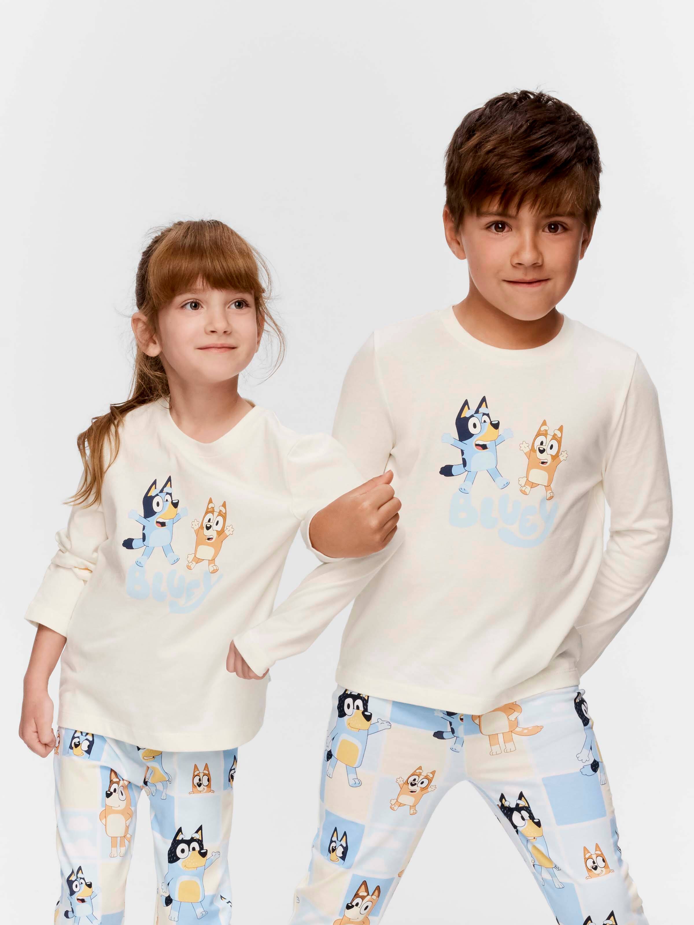 Jnr Kids Bluey Check Long Pj Set