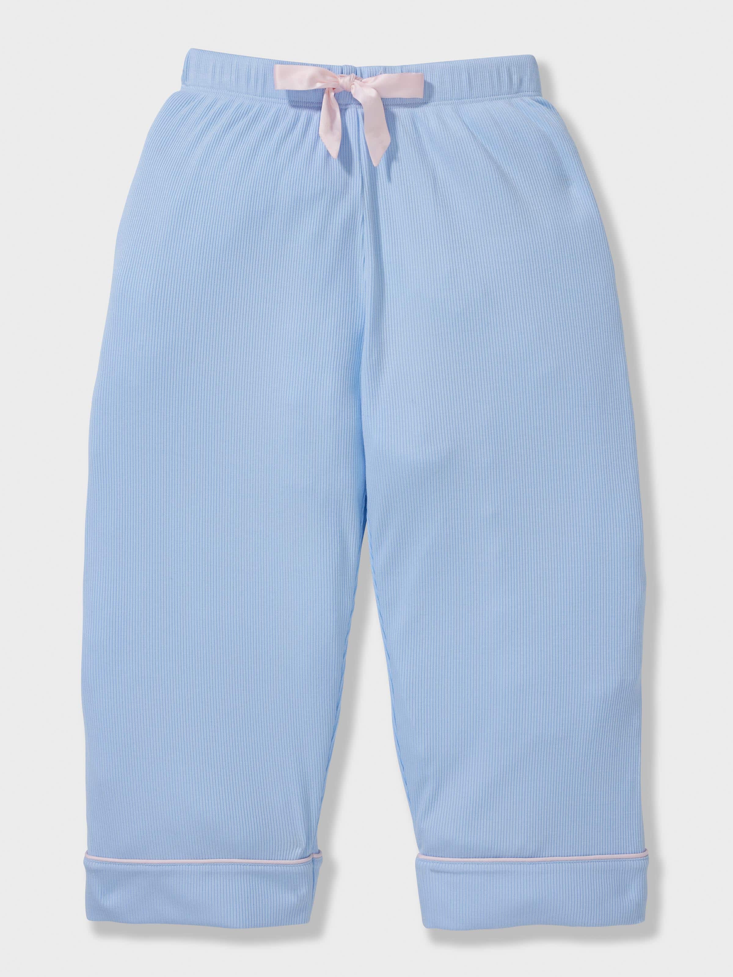 Jnr Girls Blue Rib Long Classic Pj Set