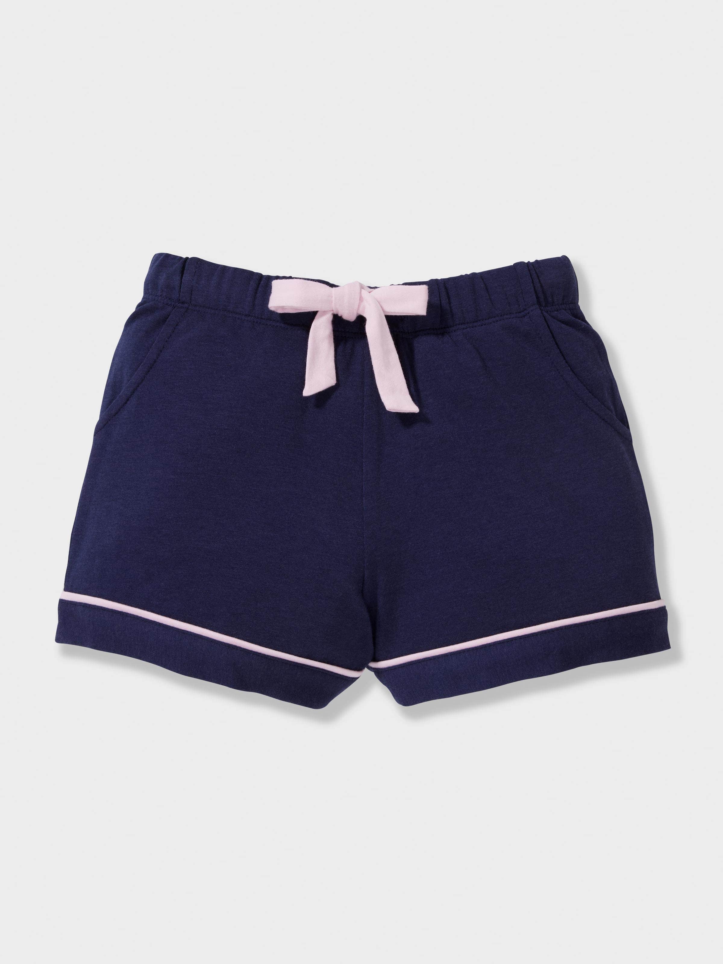 Girls Navy Bamboo Short Classic Pj Set