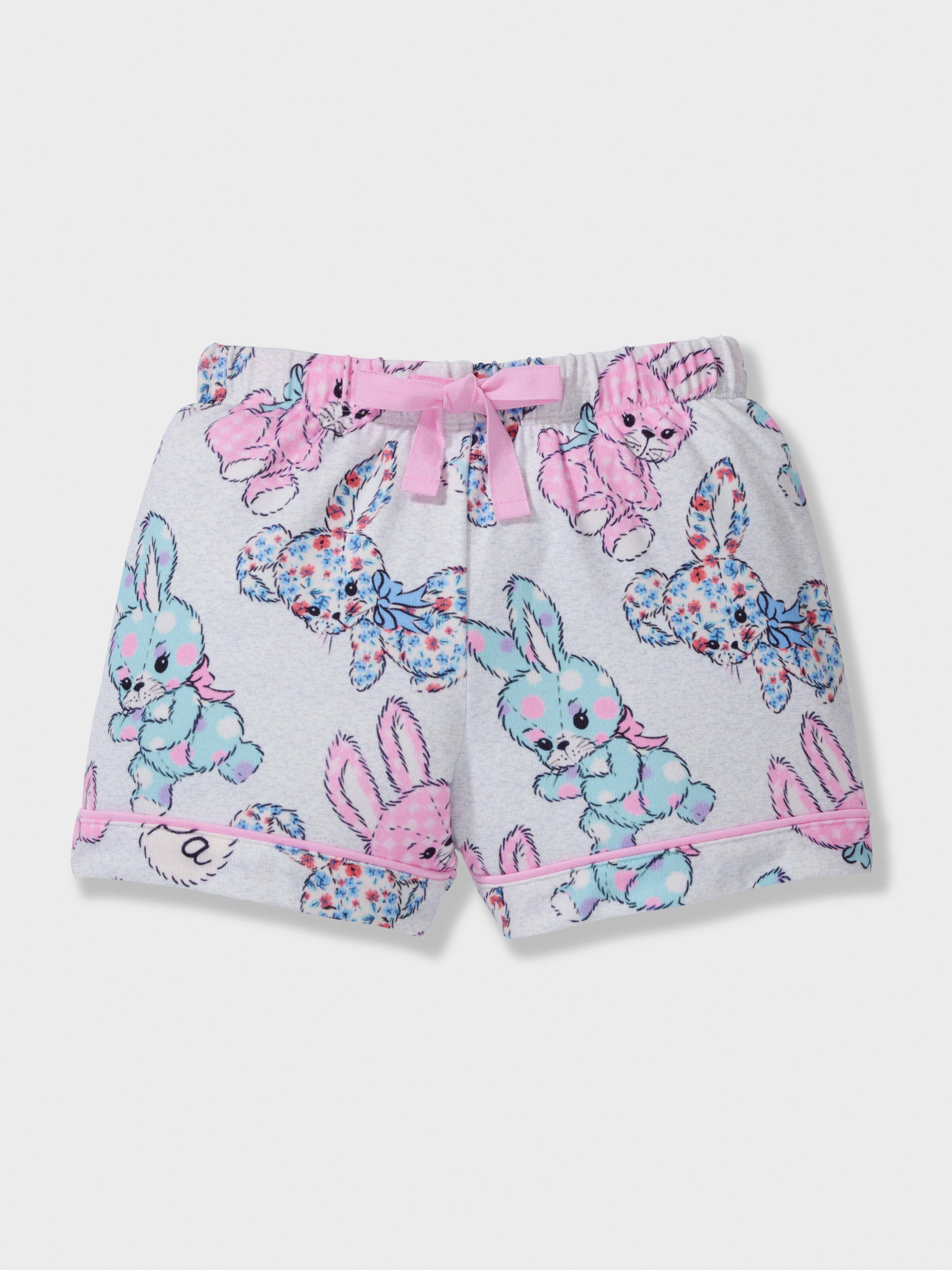 Jnr Girls Patchwork Bunny Plush Short Classic Pj Set