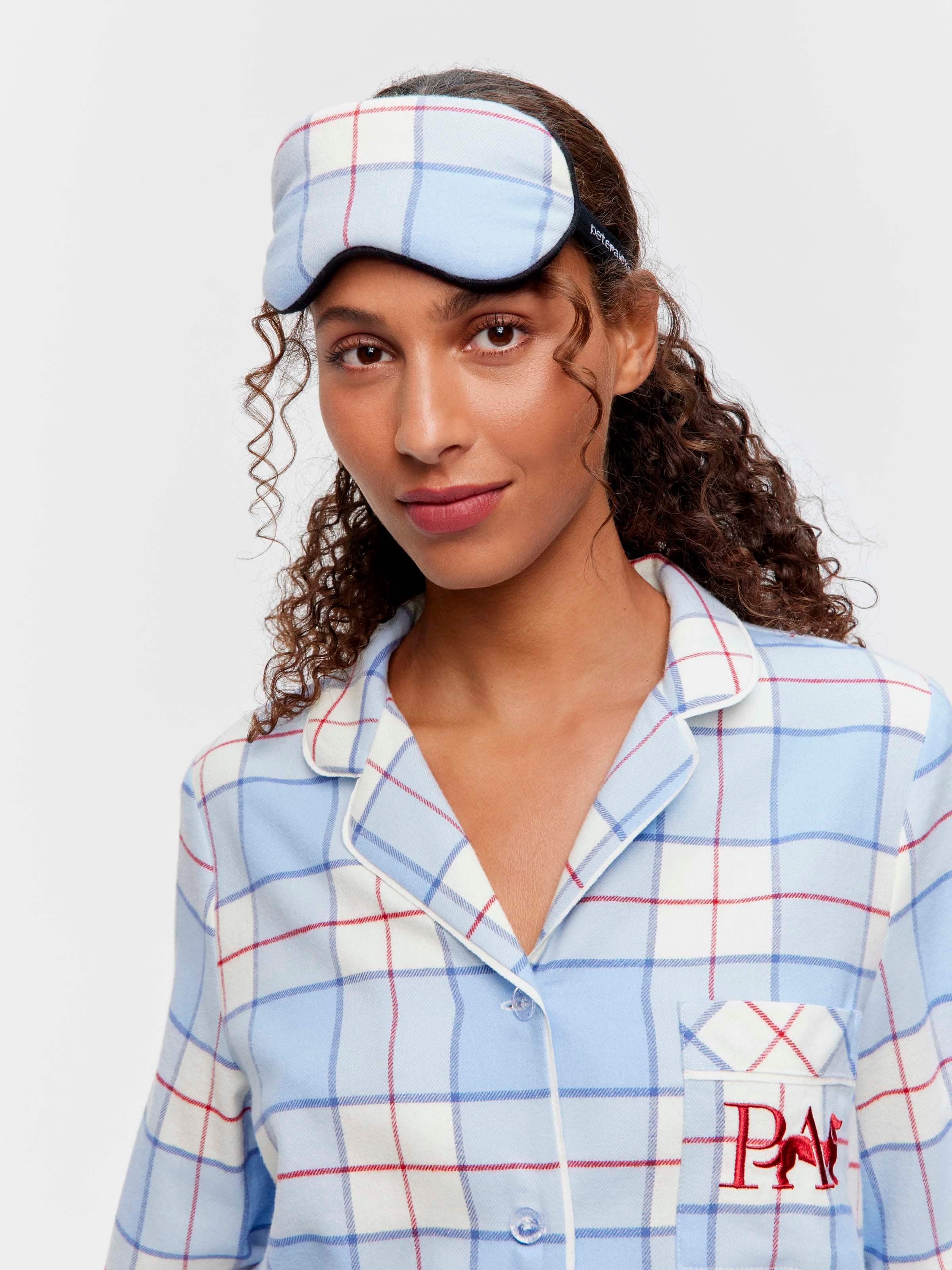 Blue Check Eye Mask