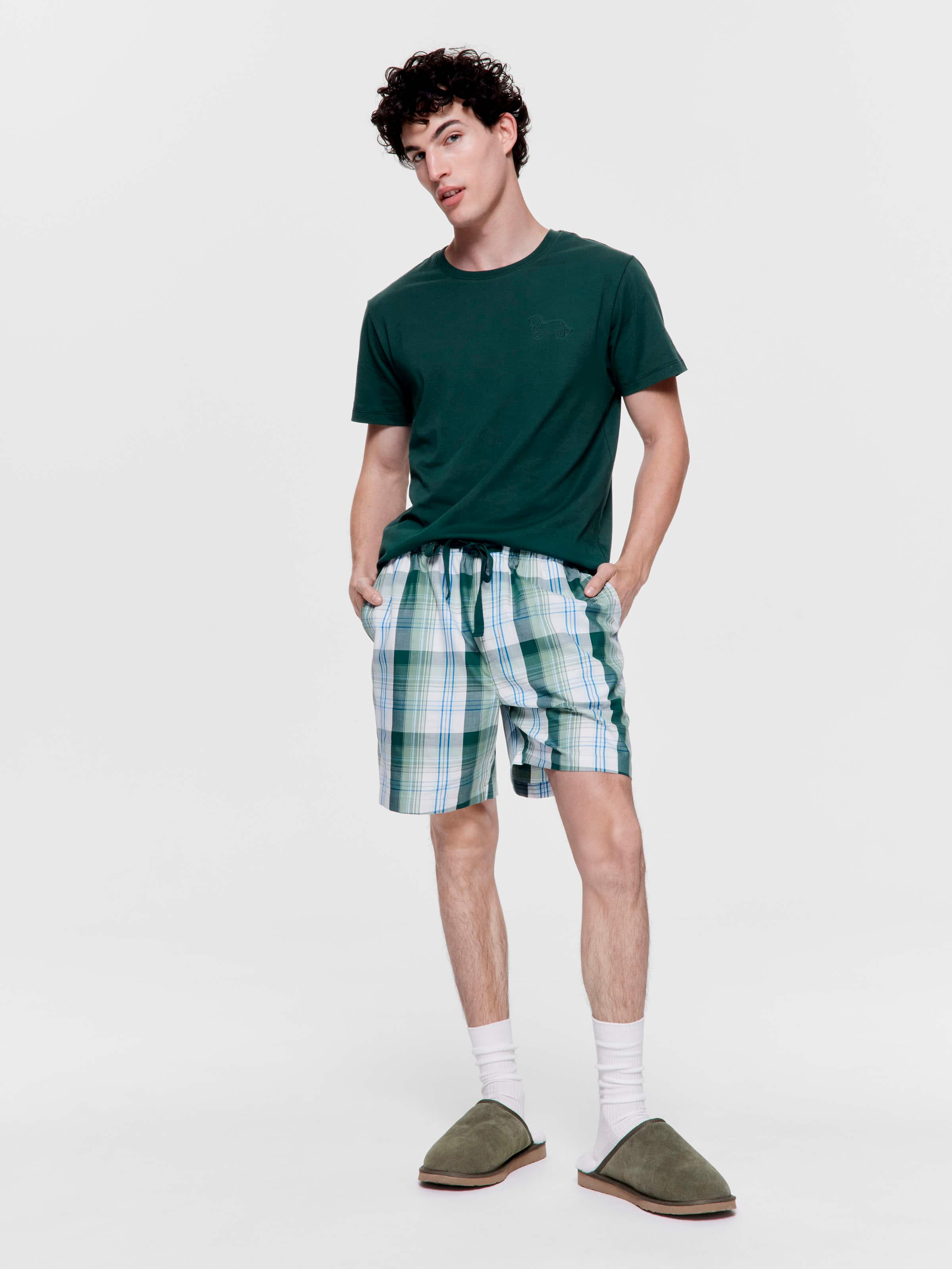 Textured Green Short Sleeve Pj Set