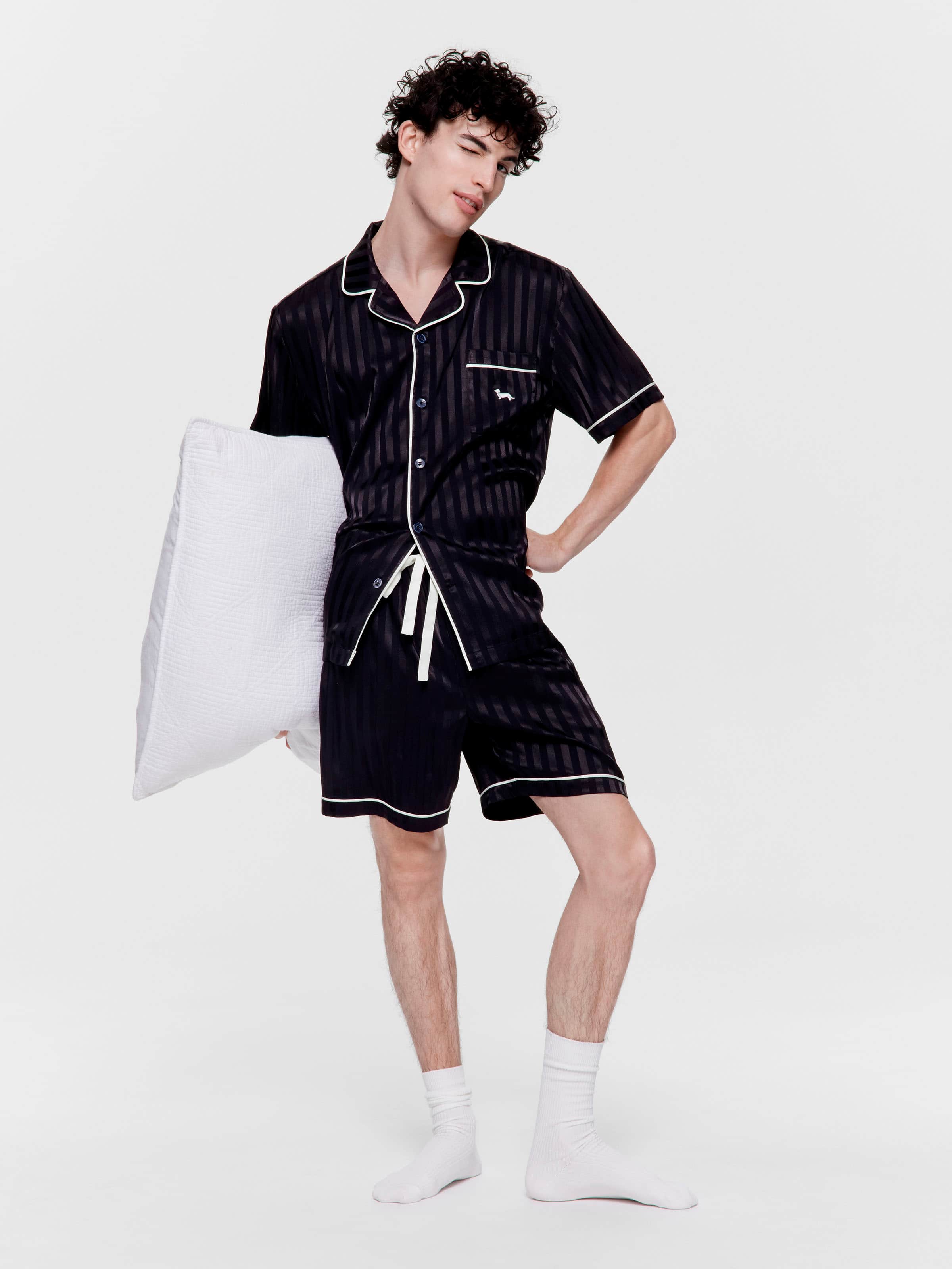 Black Stripe Satin Pj Set