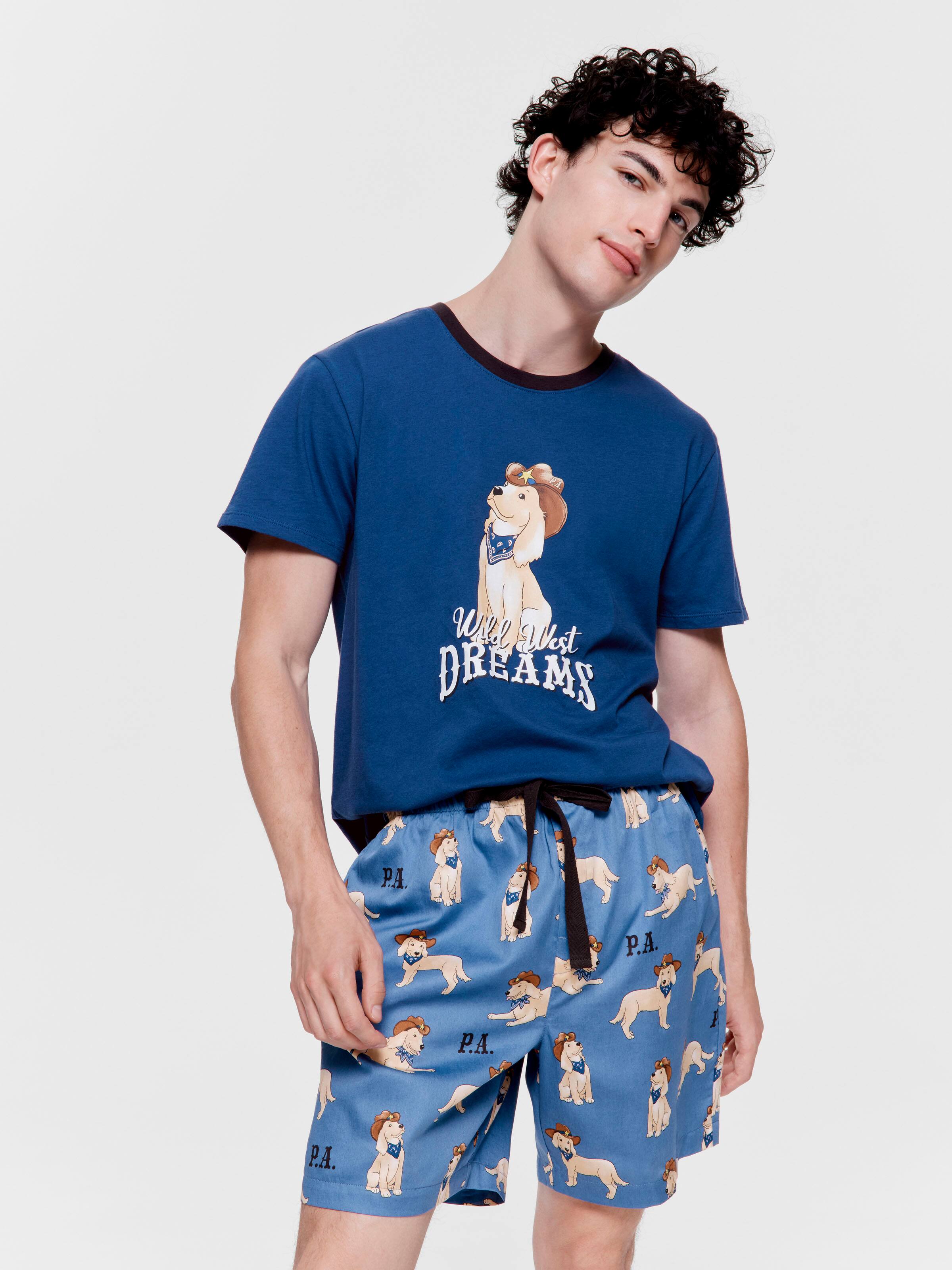 Cowboy Dog Dreams 100% Cotton Mid Short