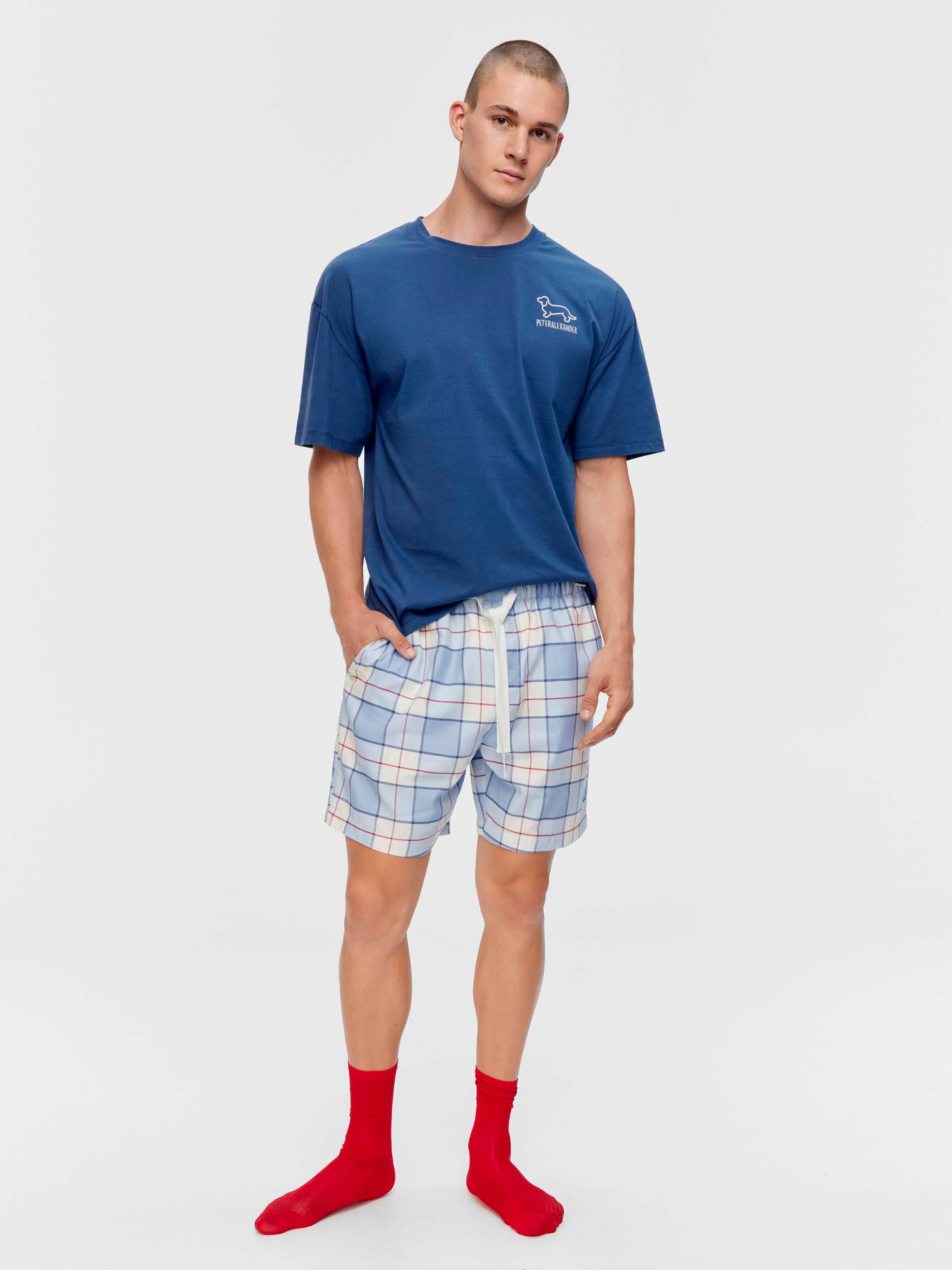 Blue & Red Check 100% Cotton Mid Short