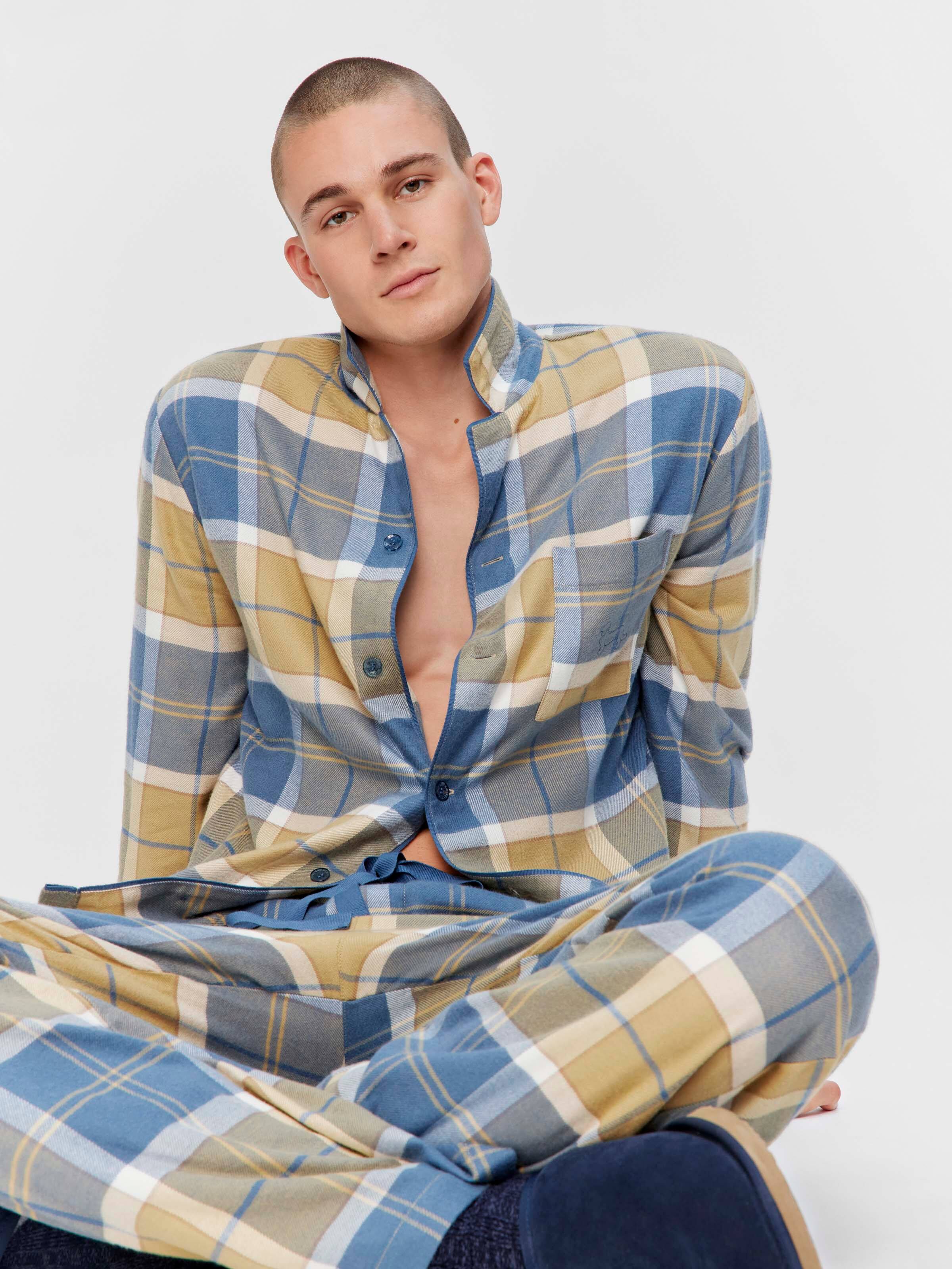 Blue Check Long Sleeve Pj Set
