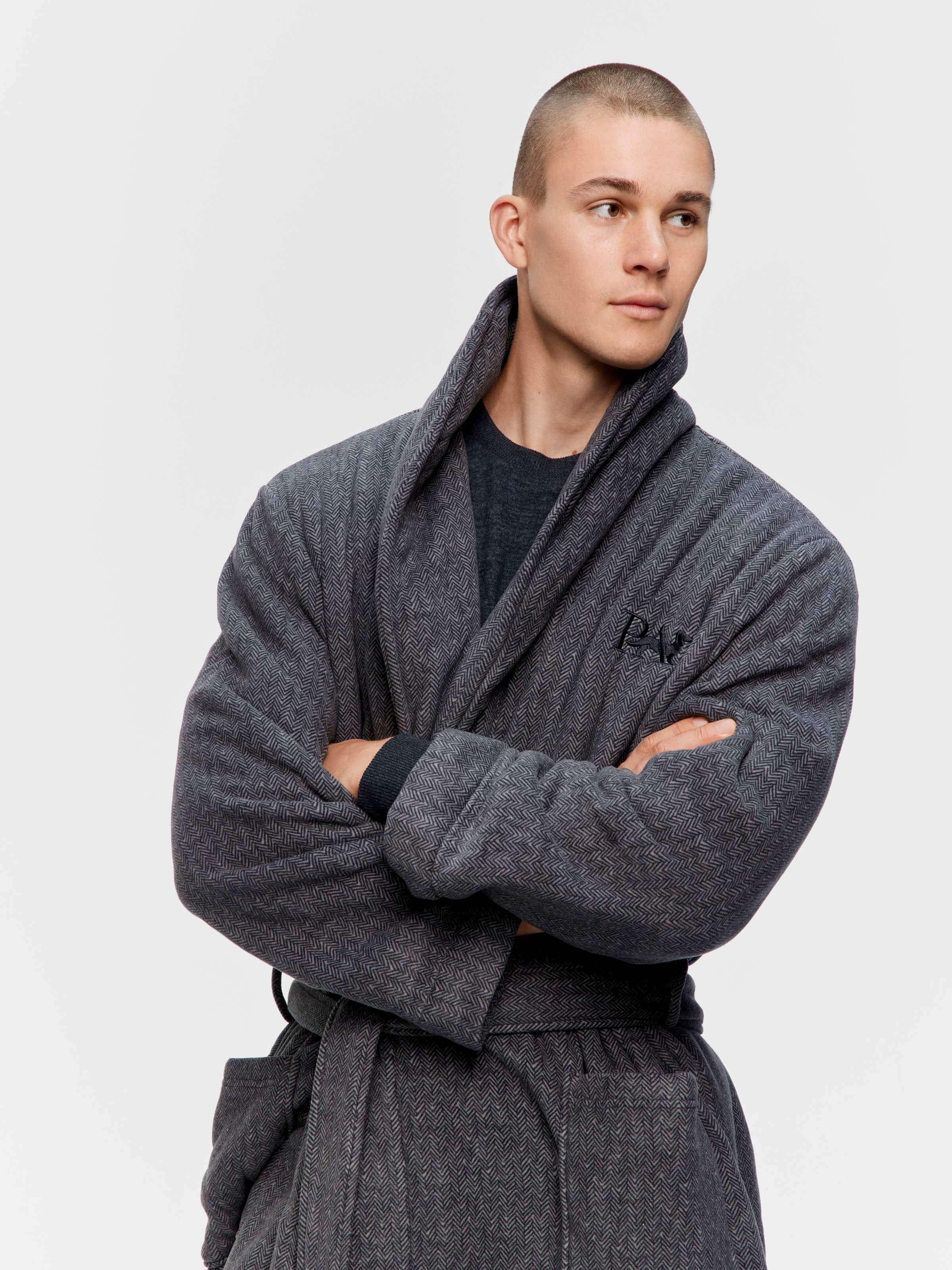 Charcoal Herringbone Gown