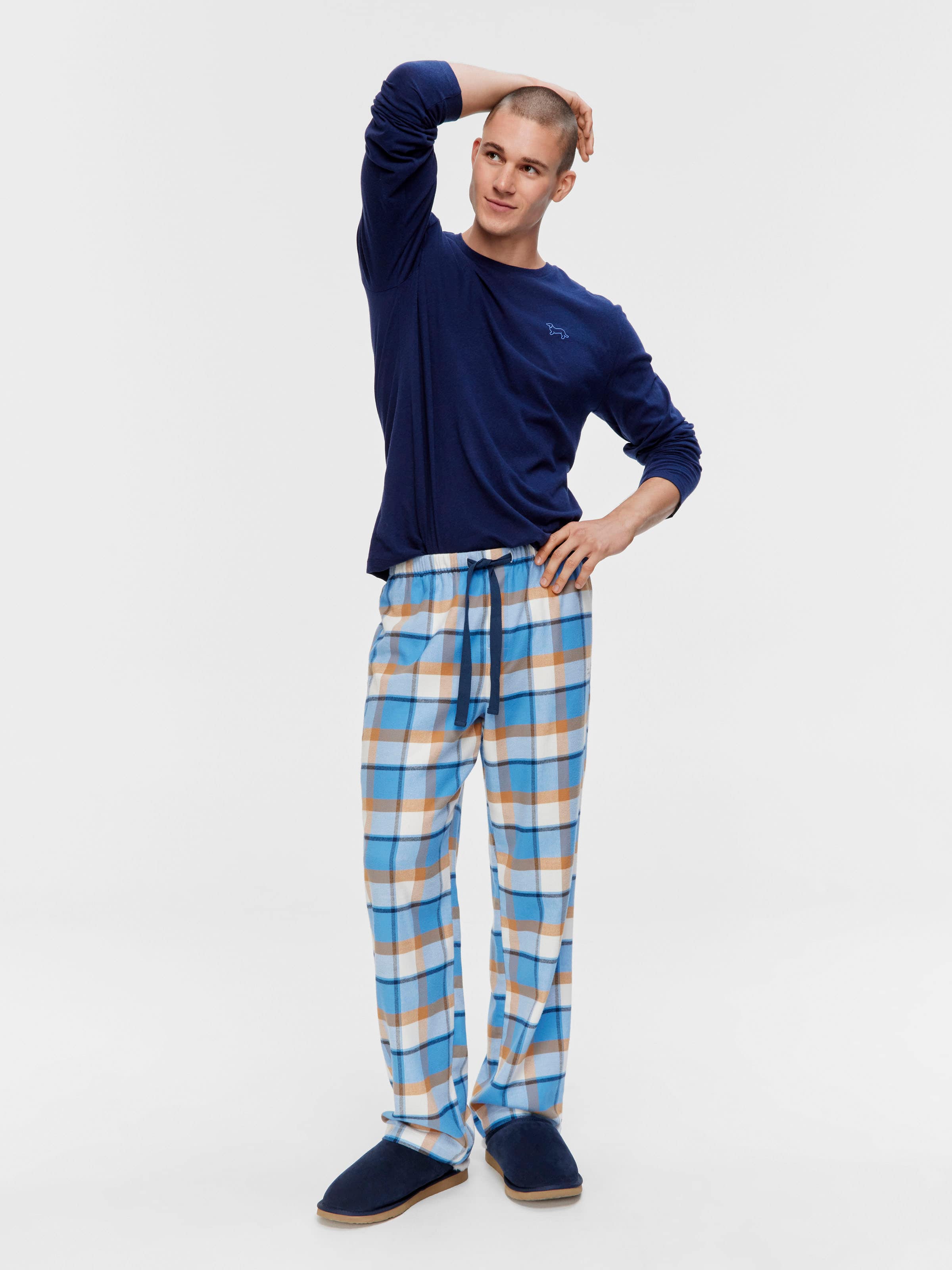 Blue Check Flannelette Classic Pj Pant