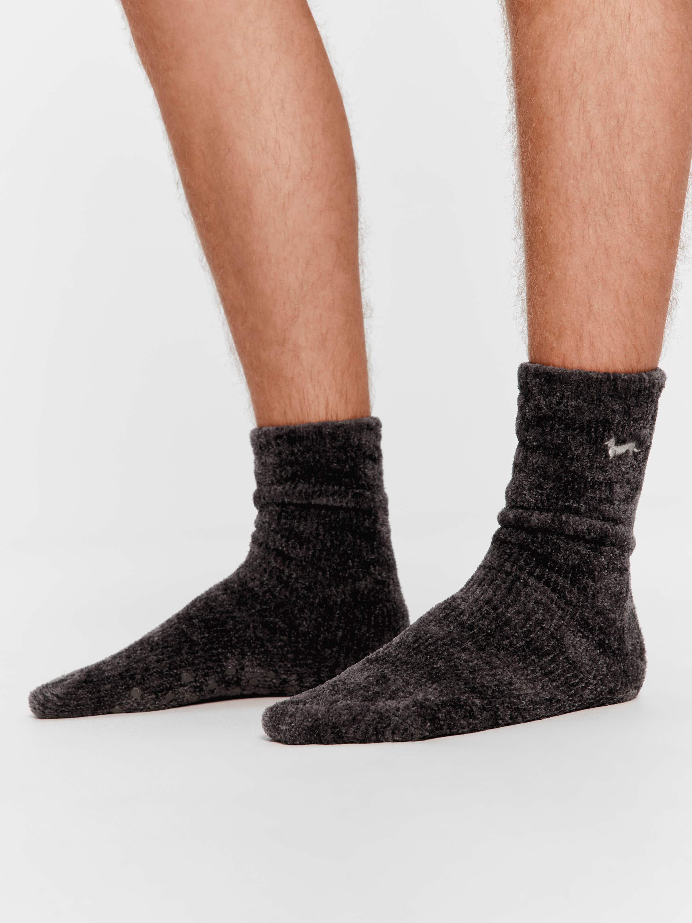 Men's Grey Chenille Rib Sock