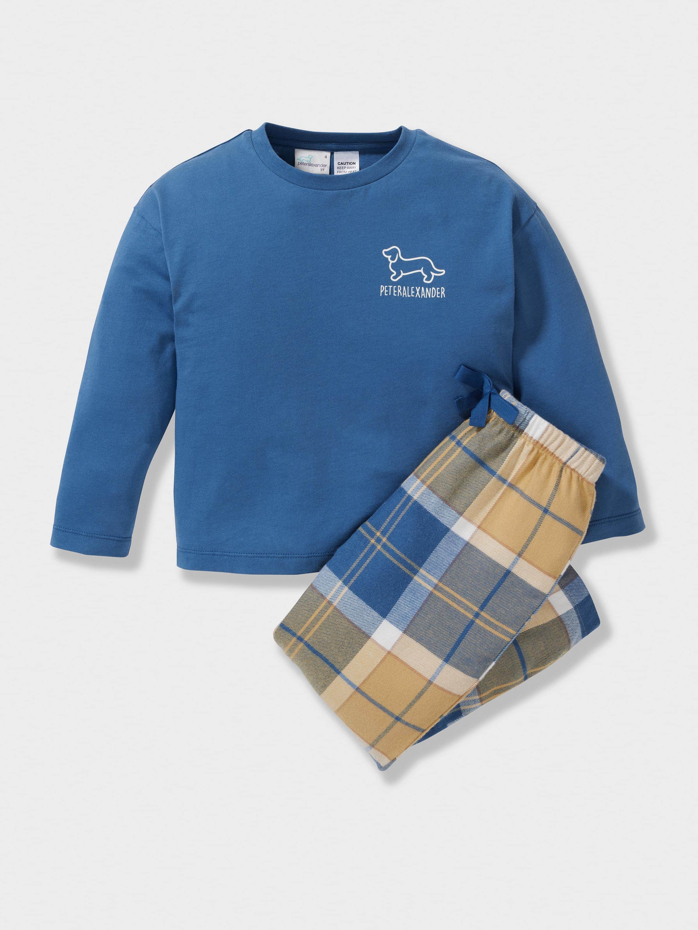 Boys Blue Check Long Pj Set