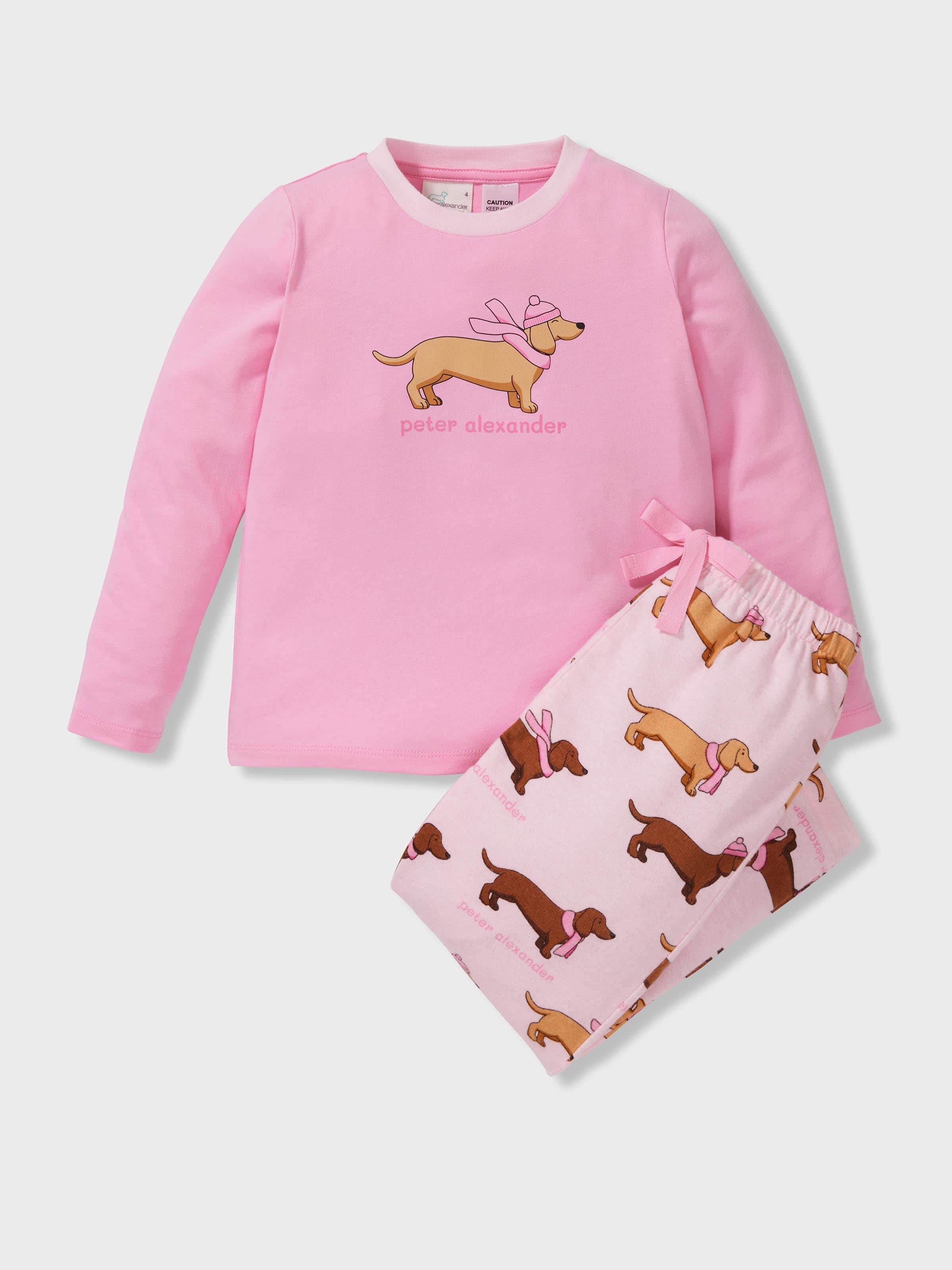 Girls Pink Penny 100% Cotton Long Pj Set