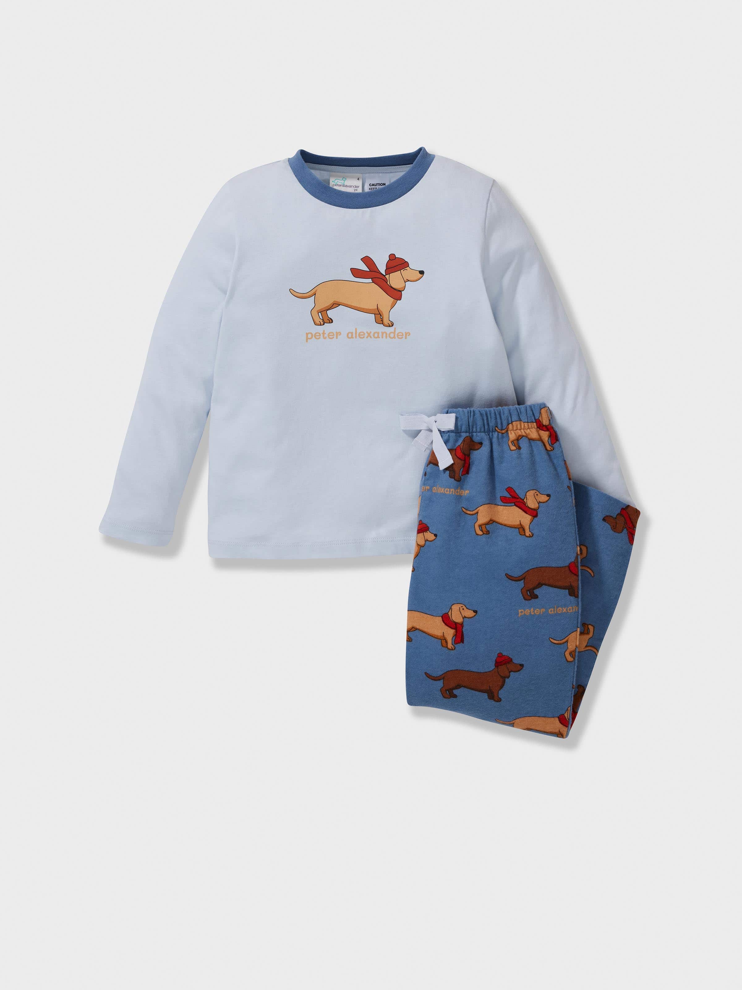 Jnr Boys Blue Penny 100% Cotton Long Pj Set