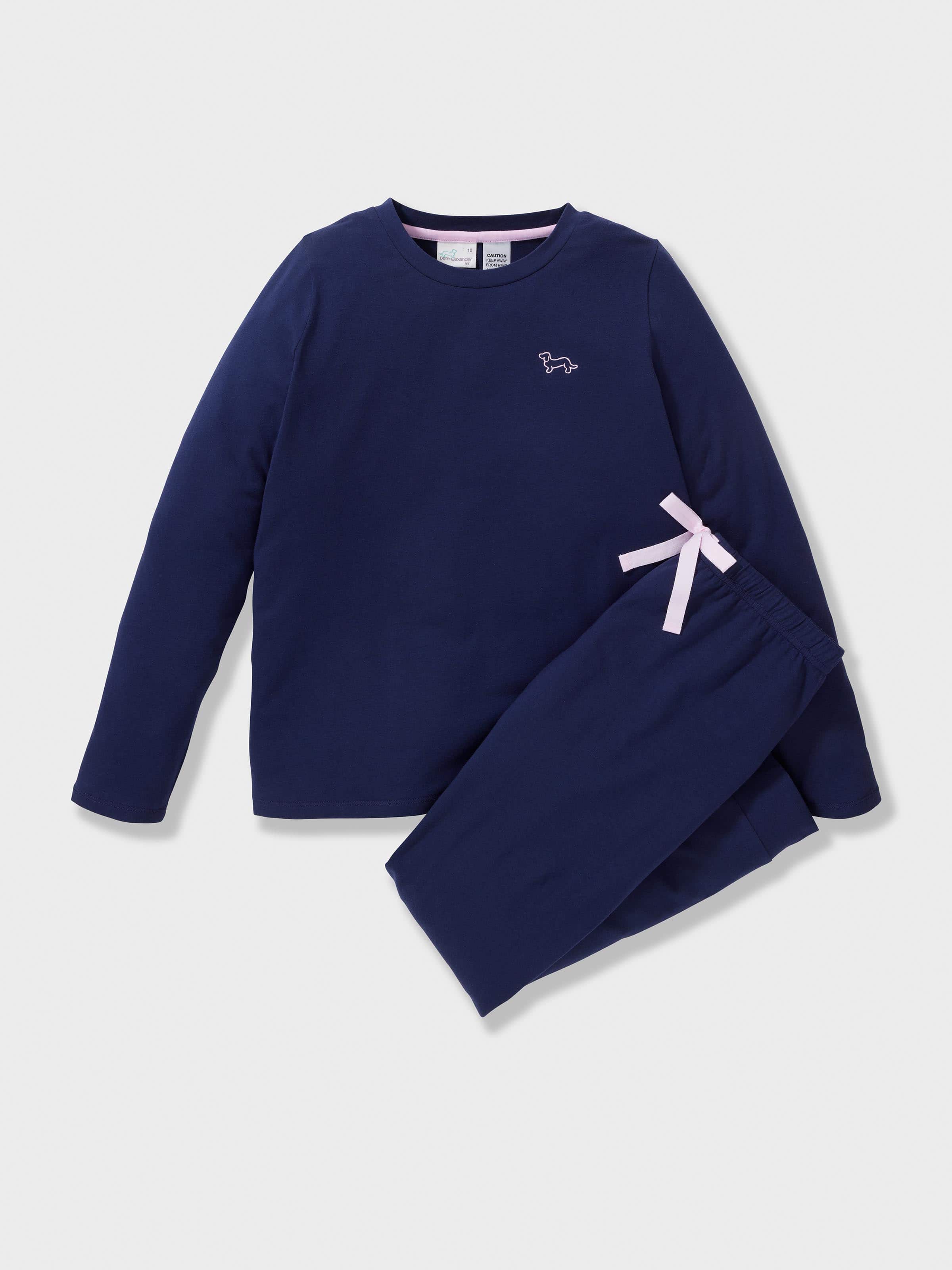 Girls Navy Long Pj Set