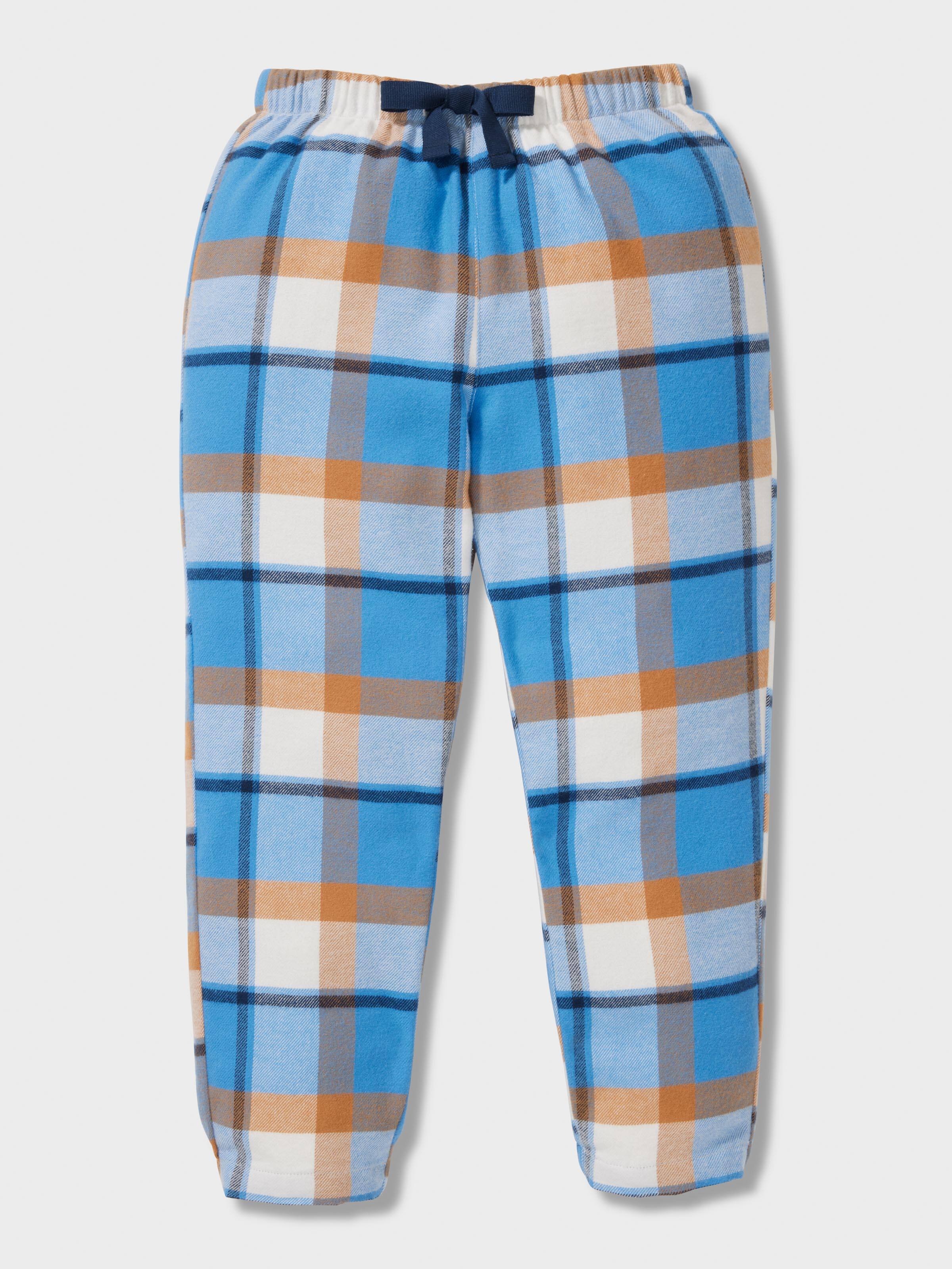 Boys Blue Check 100% Cotton Long Pj Set