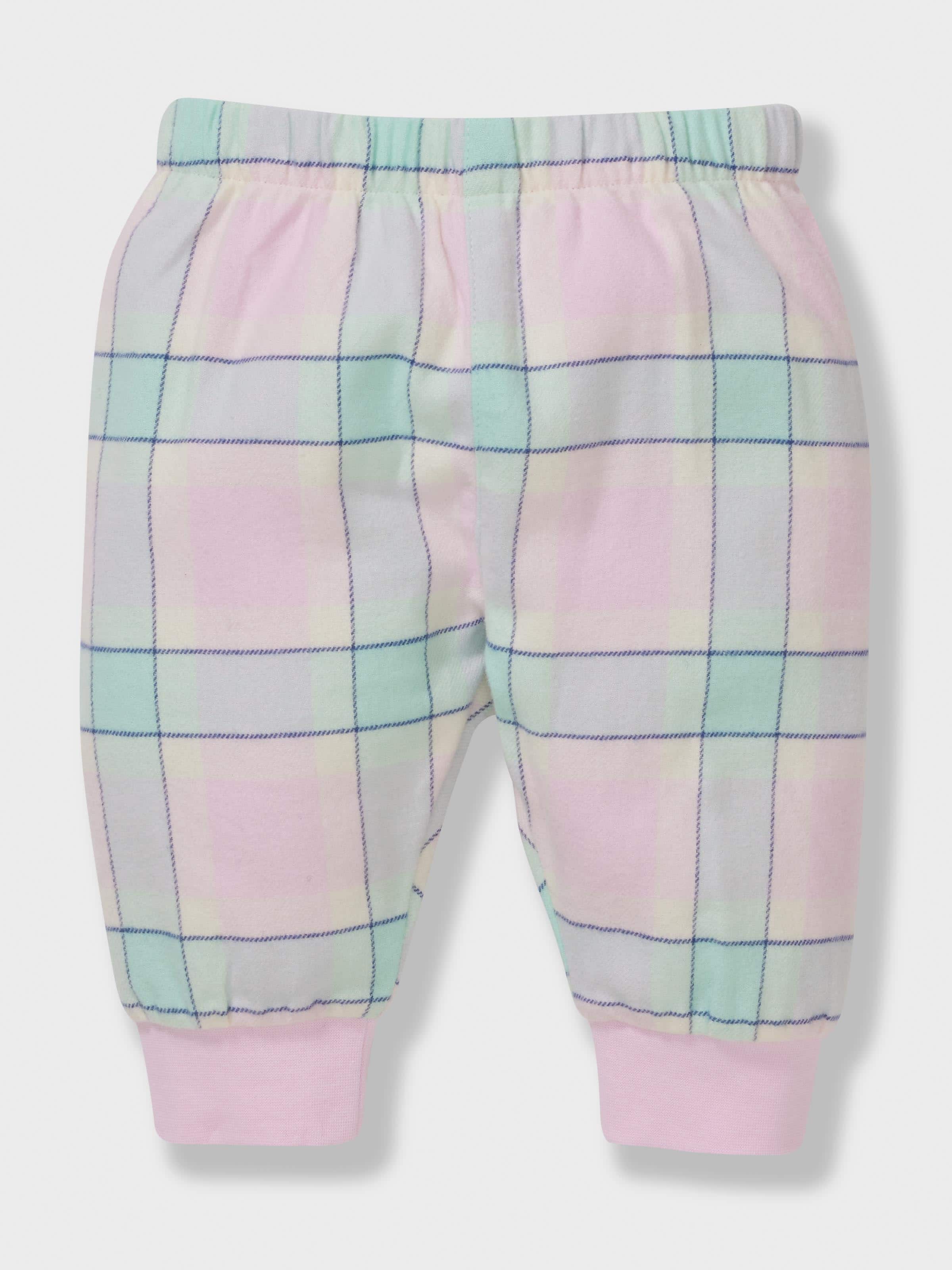 Baby Girl Pink Check 100% Cotton Classic Long Pj Set