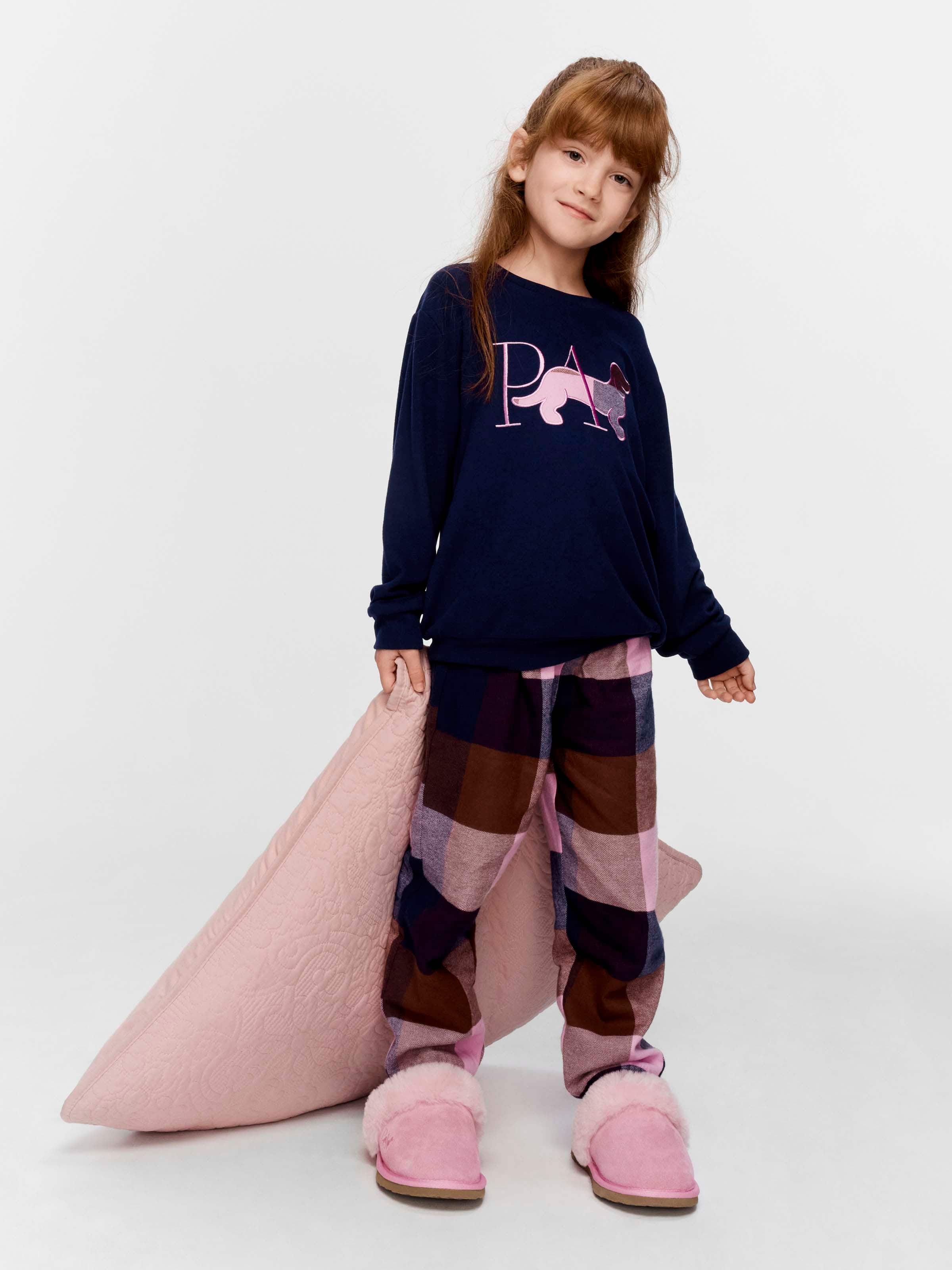 Jnr Girls Buffalo Check Long Pj Set