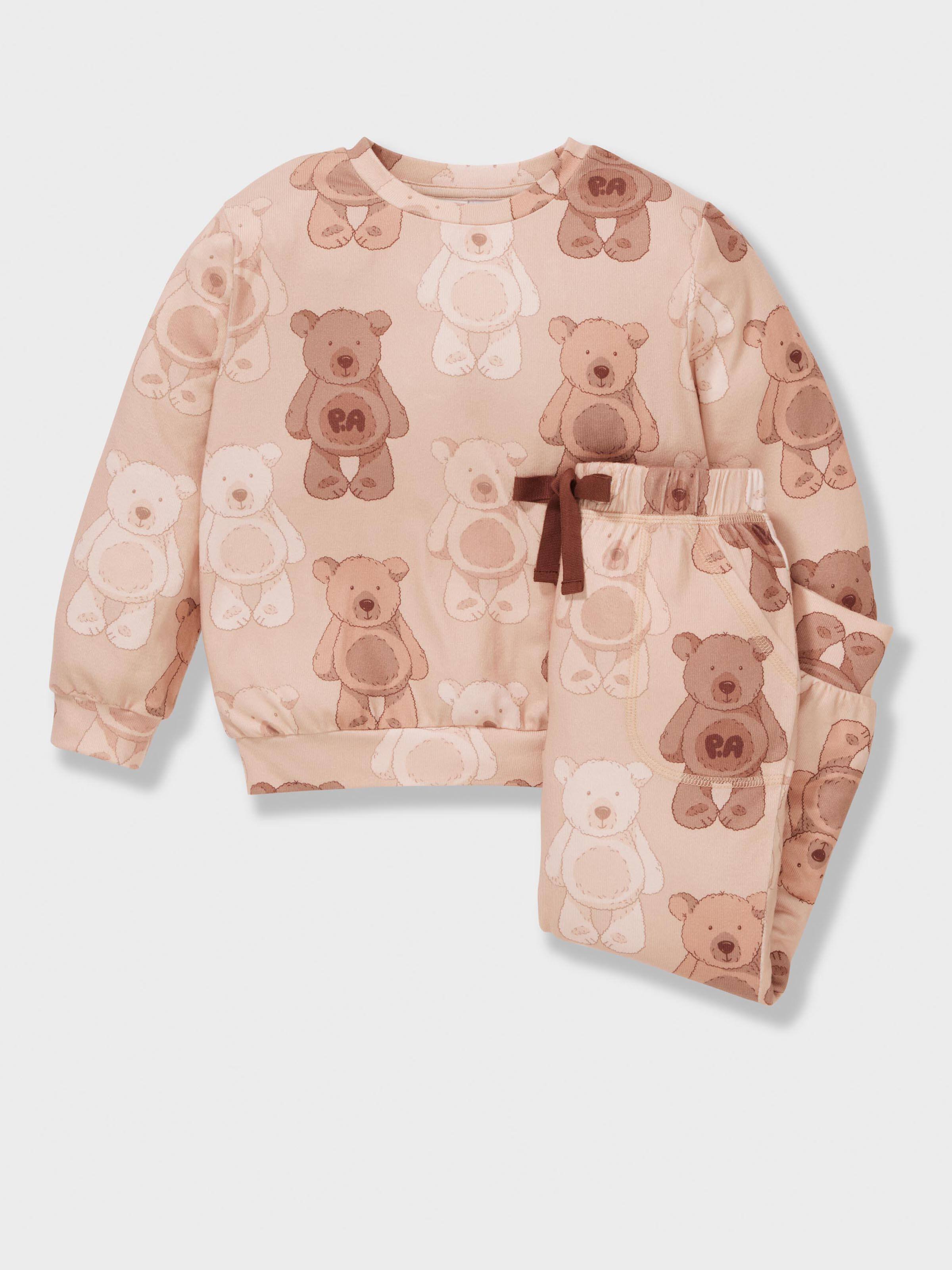 Jnr Kids Teddy Bear Plush Long Pj Set