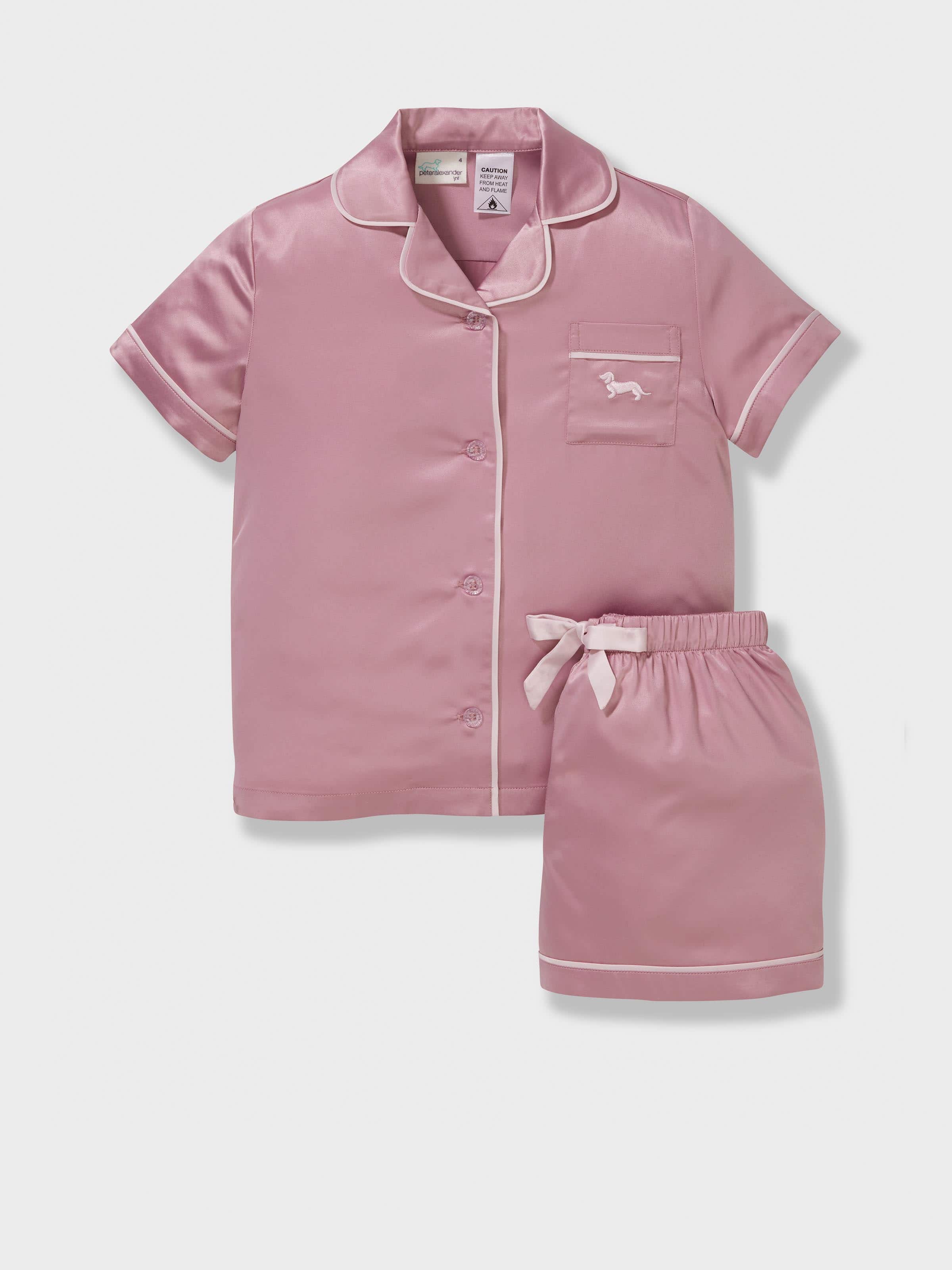 Jnr Girls Pink Musk Satin Shortie Set