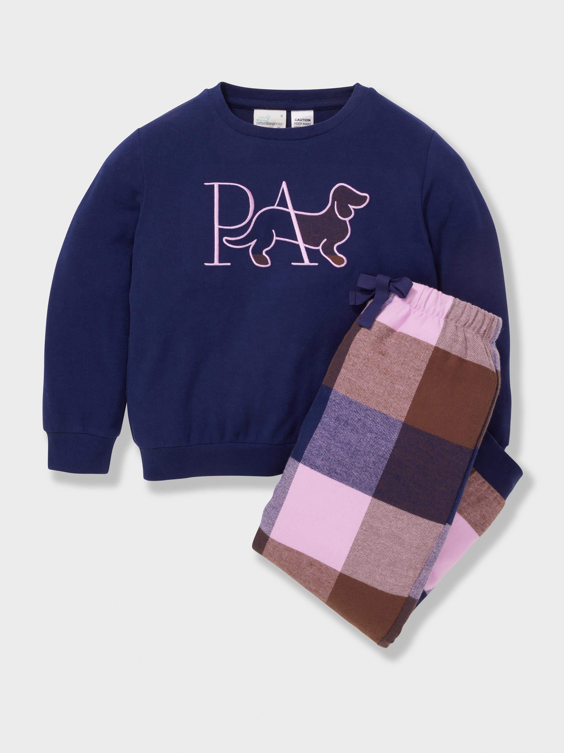 Girls Buffalo Check Long Pj Set