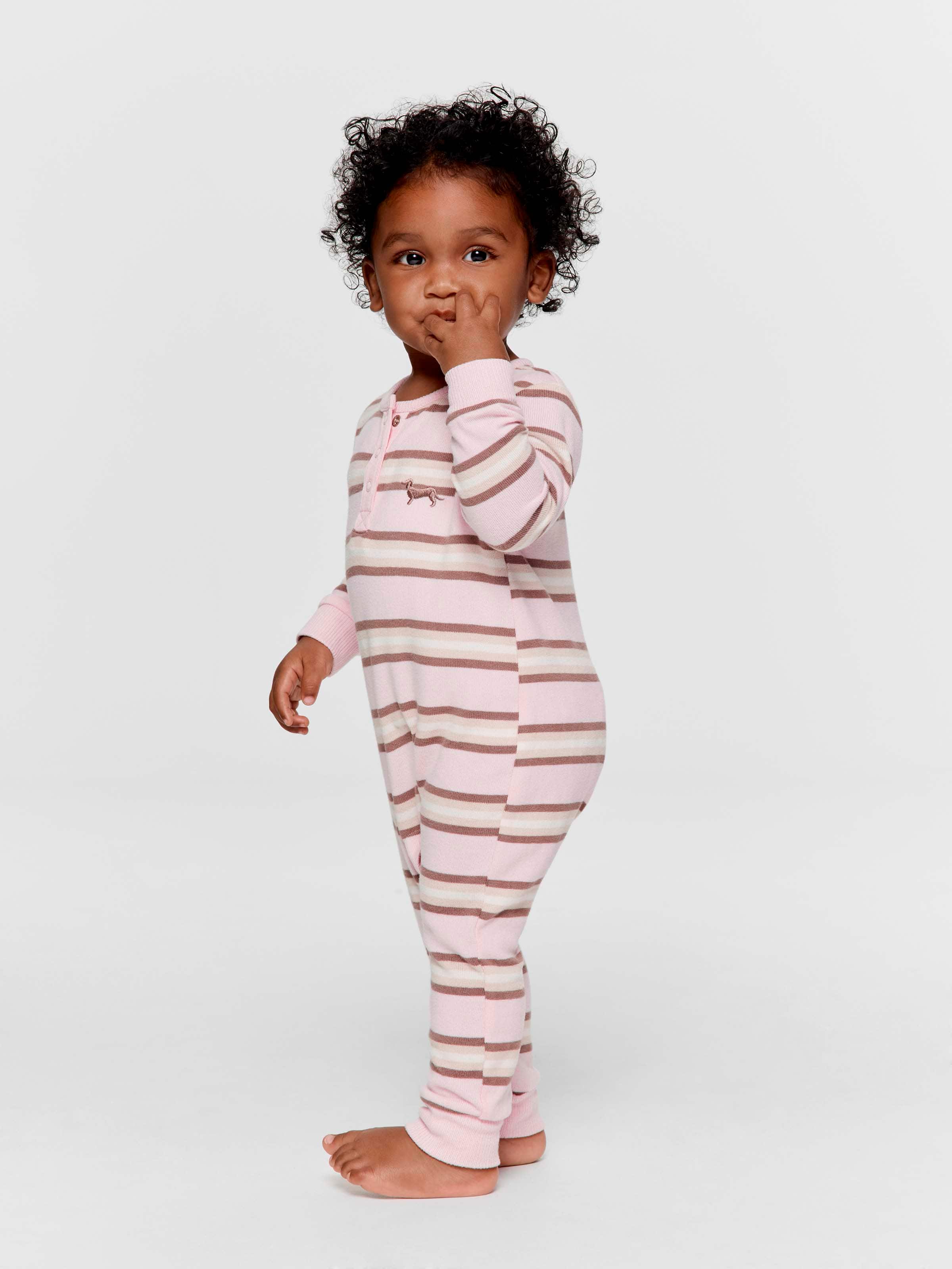 Baby Girl Pink Stripe Fuzzy Onesie