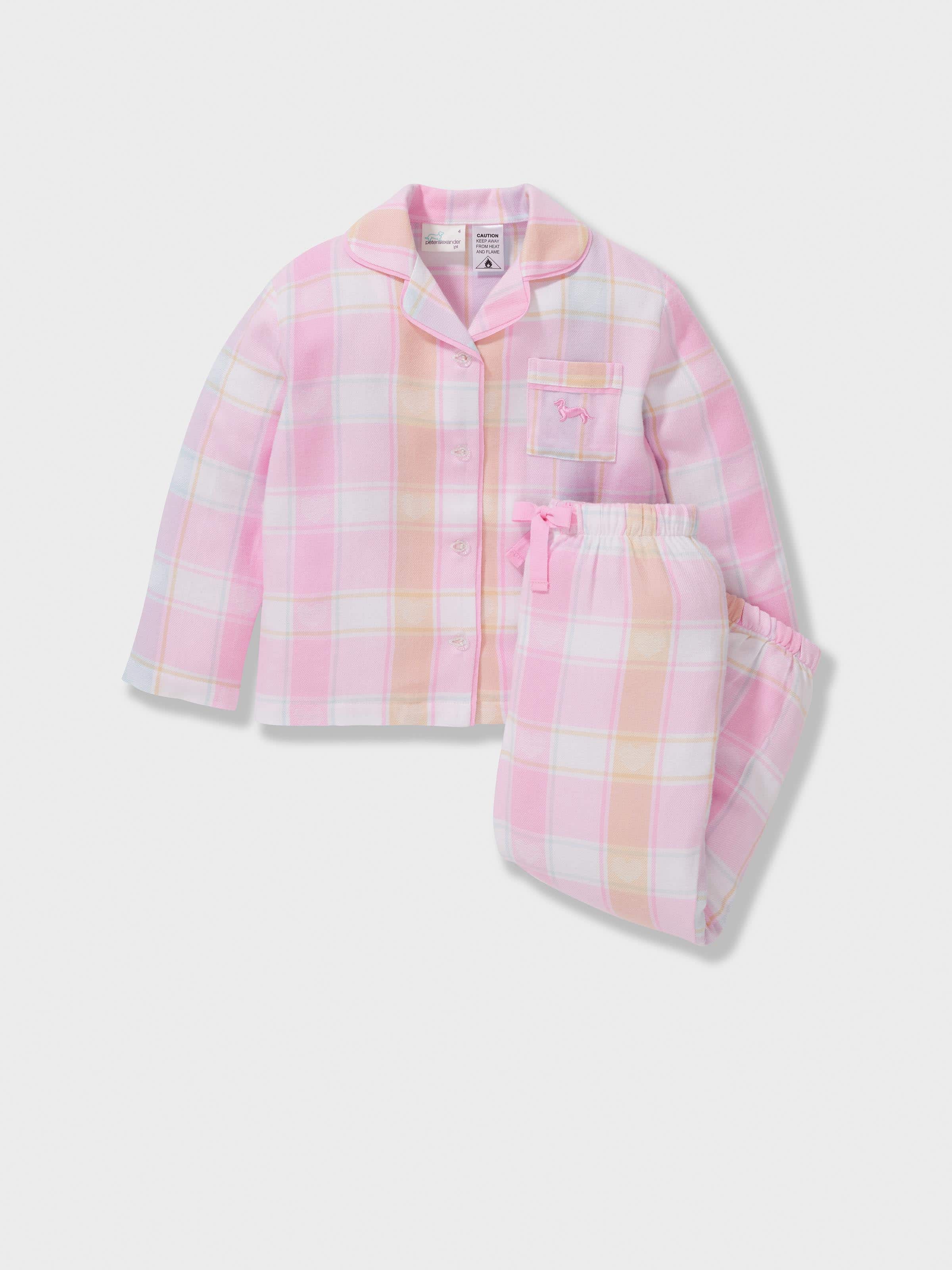 Jnr Girls Heart Check Classic Long Bamboo Flannelette Pj Set