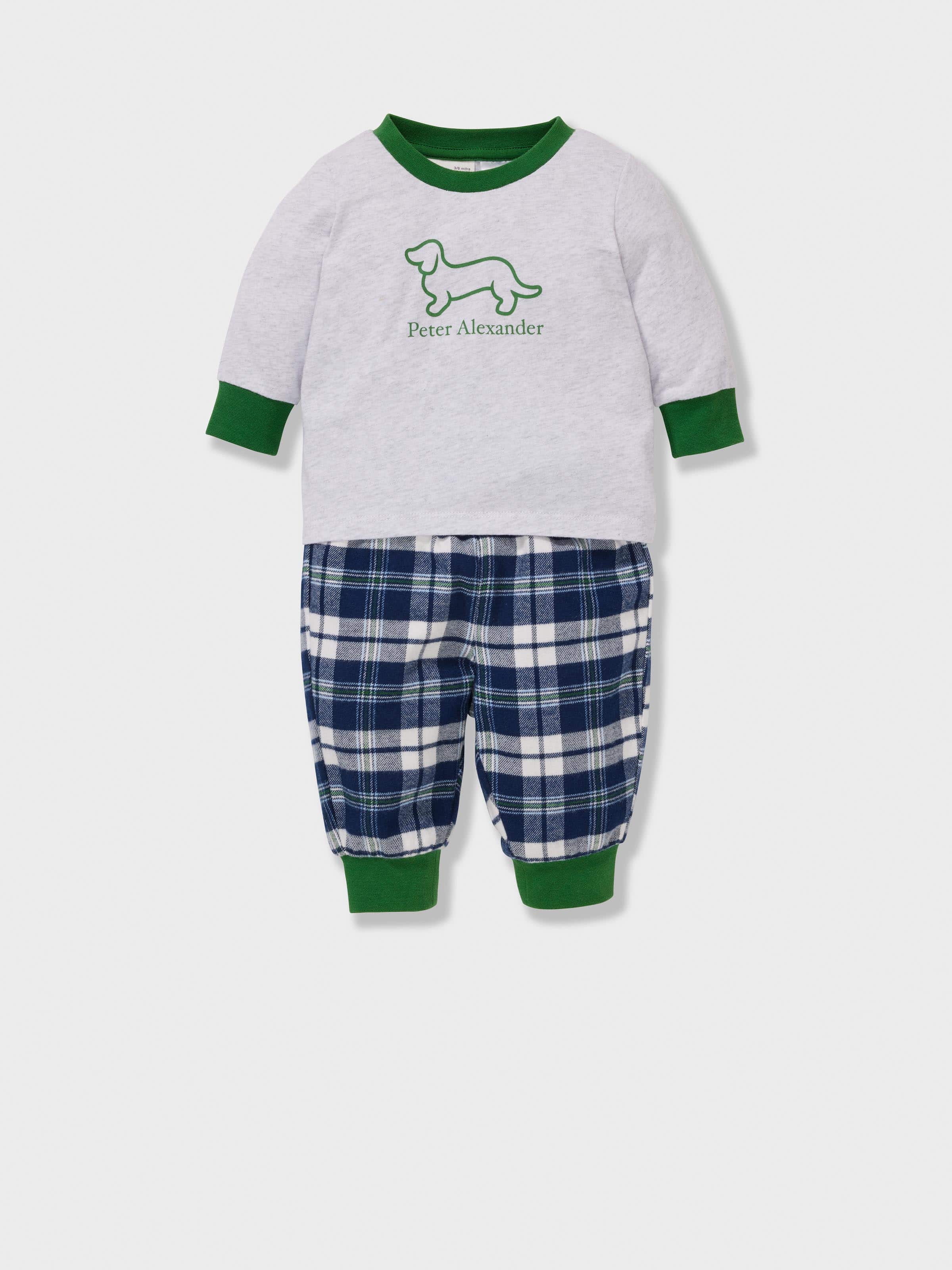 Baby Navy Check 100% Cotton Long Pj Set