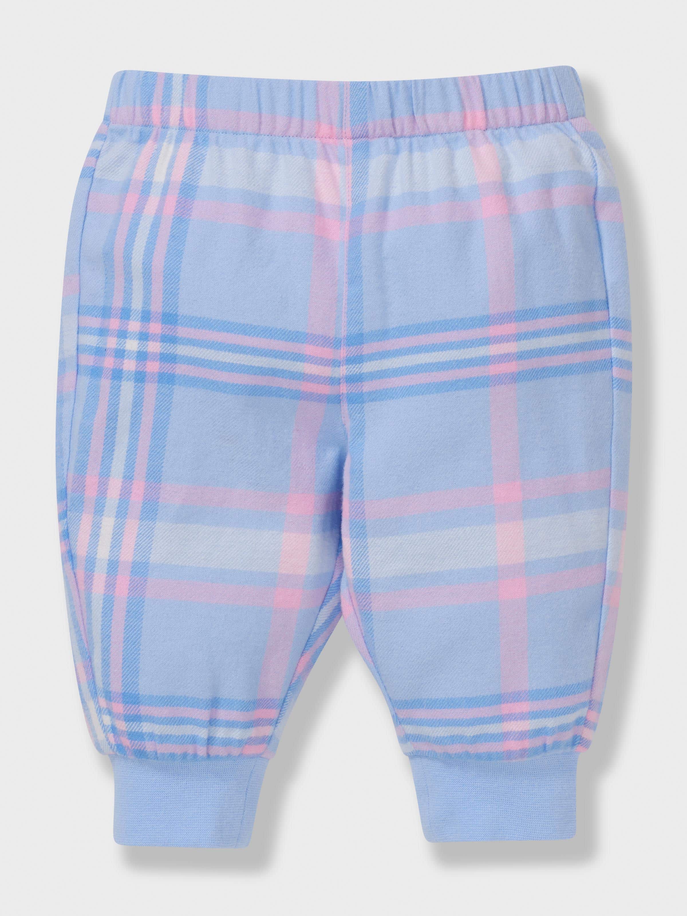 Baby Blue Check 100% Cotton Long Pj Set