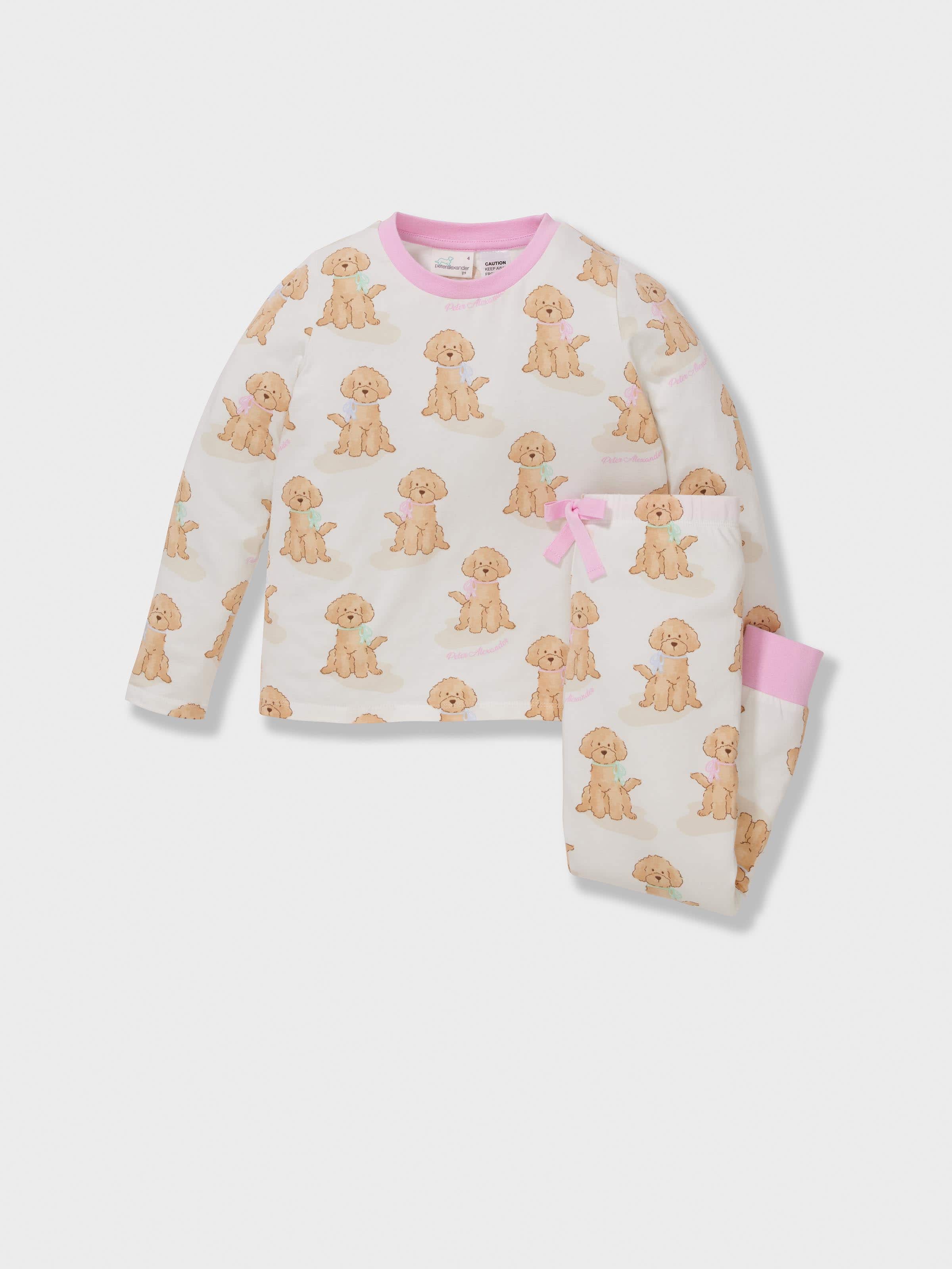 Jnr Girls Dog Bows Long Pj Set