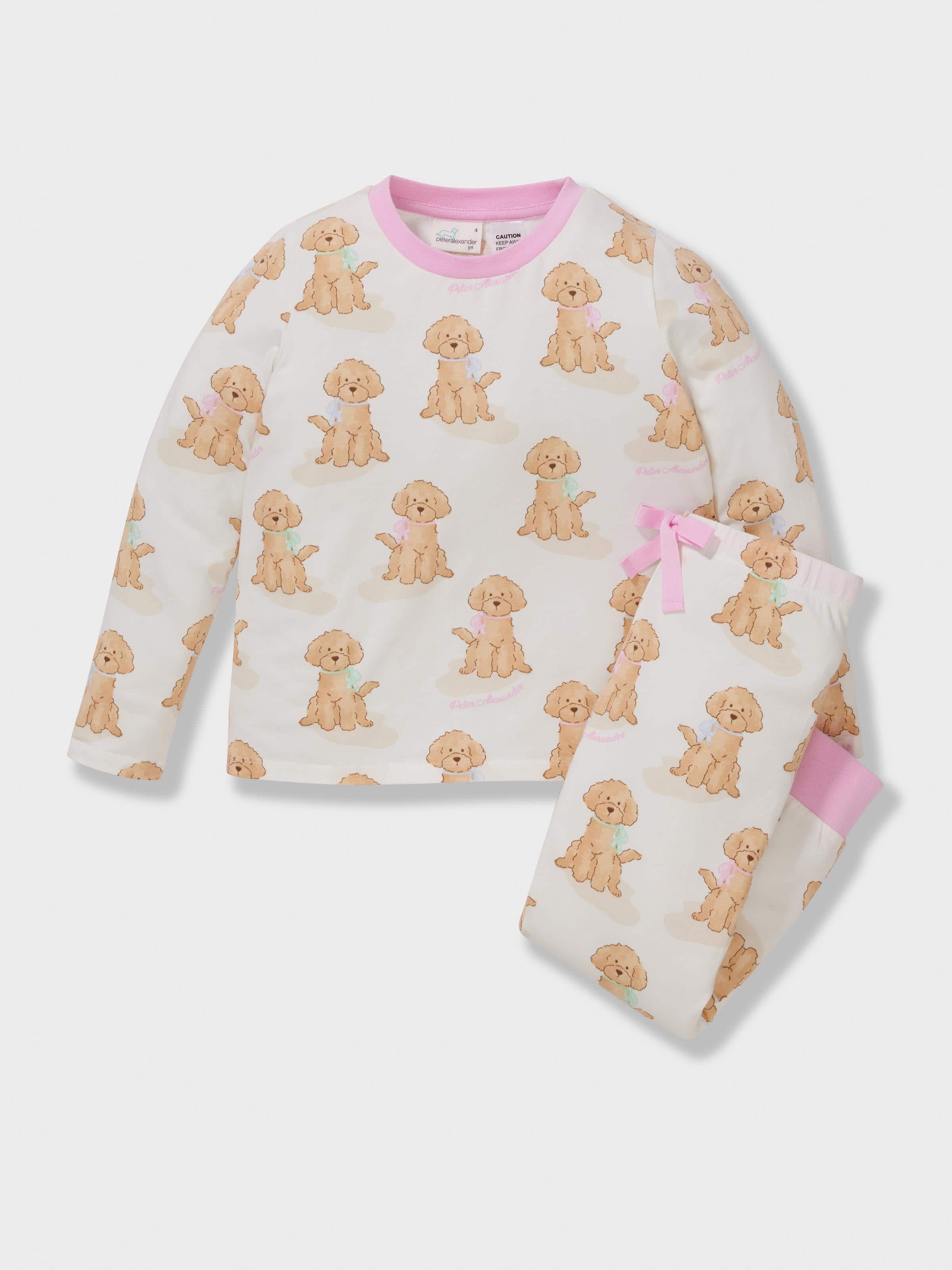 Girls Dog Bows Long Pj Set