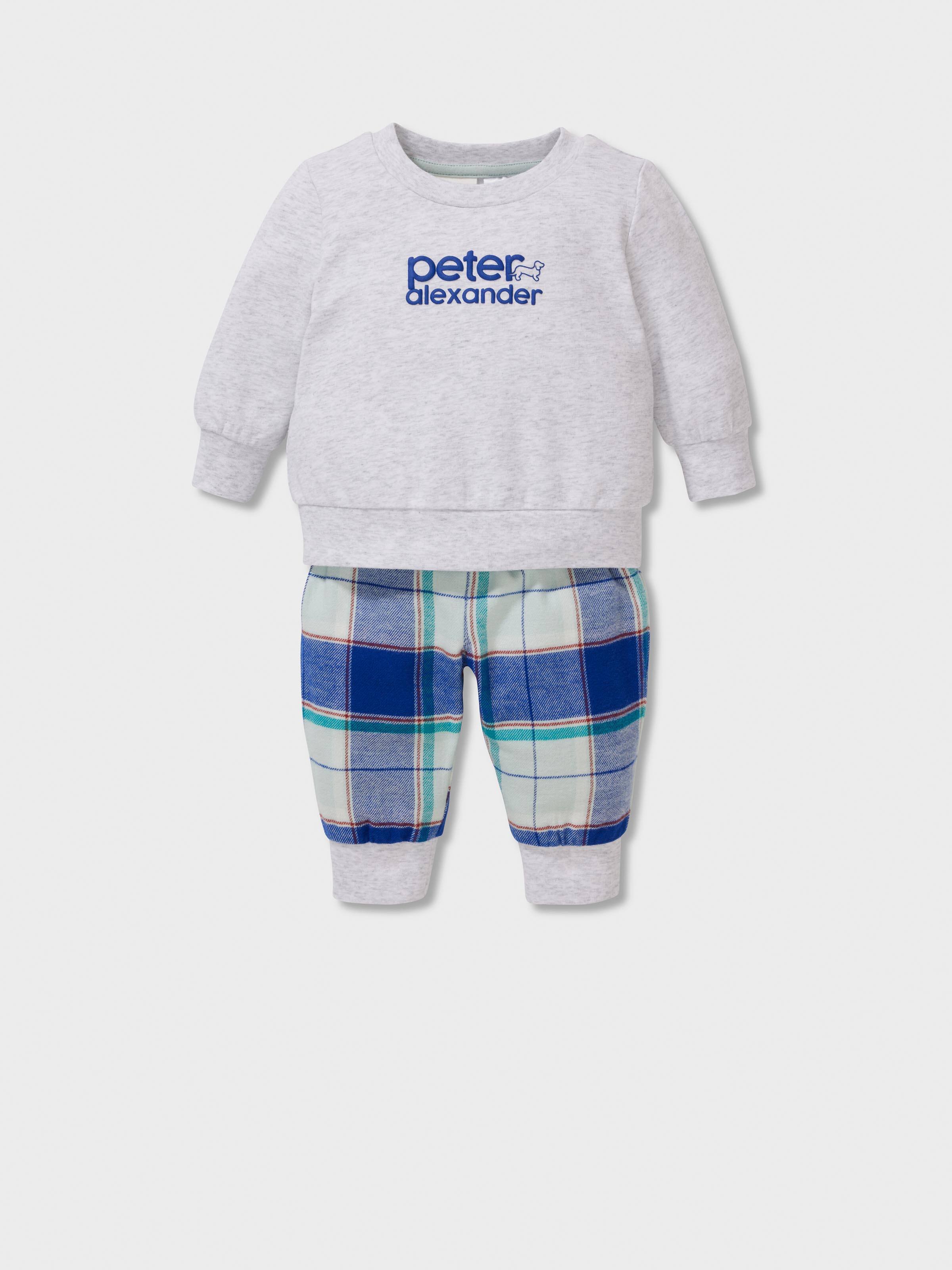 Baby Boy Blue Check Long Pj Set