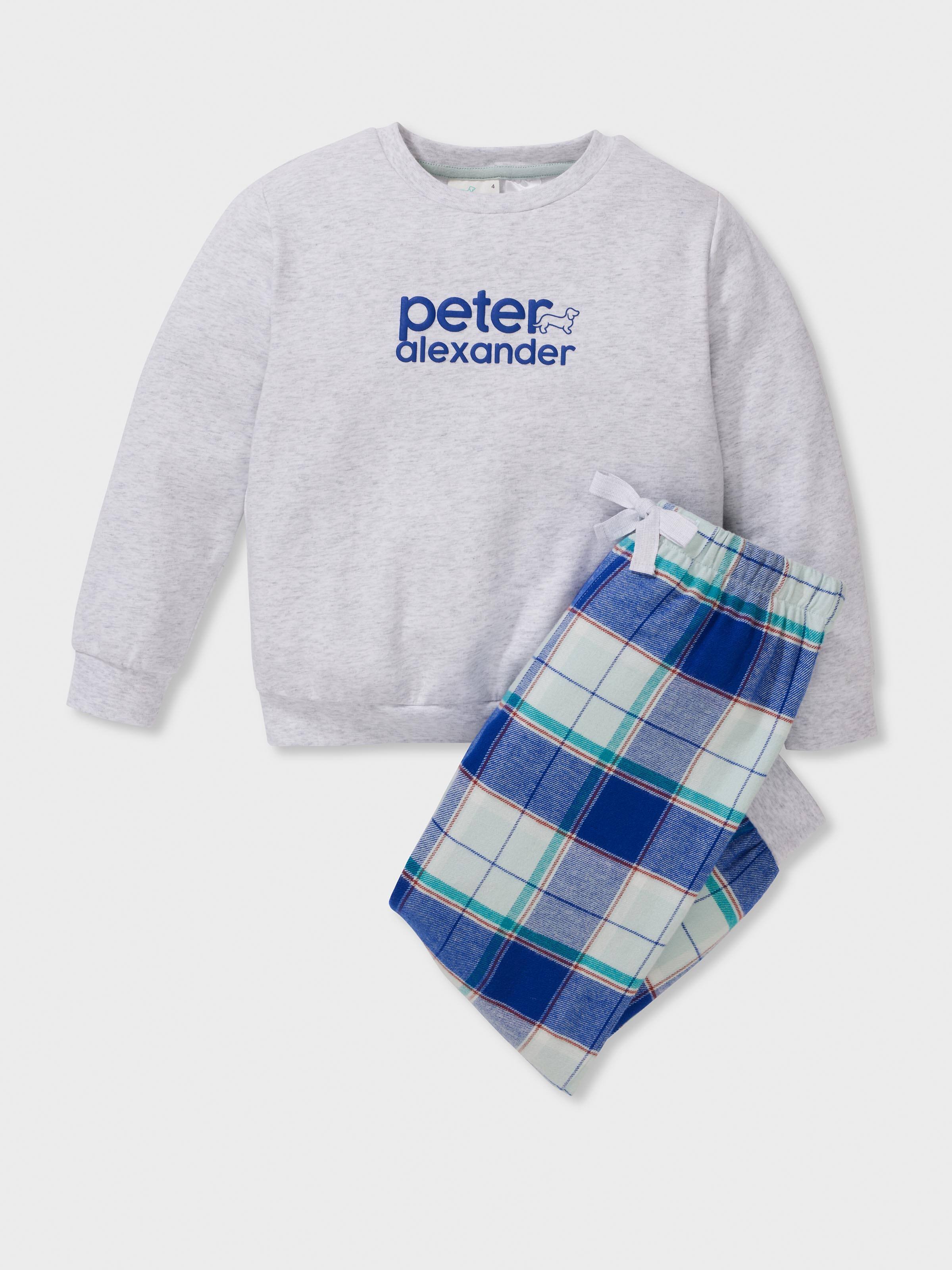 Boys Blue Check Long Pj Set