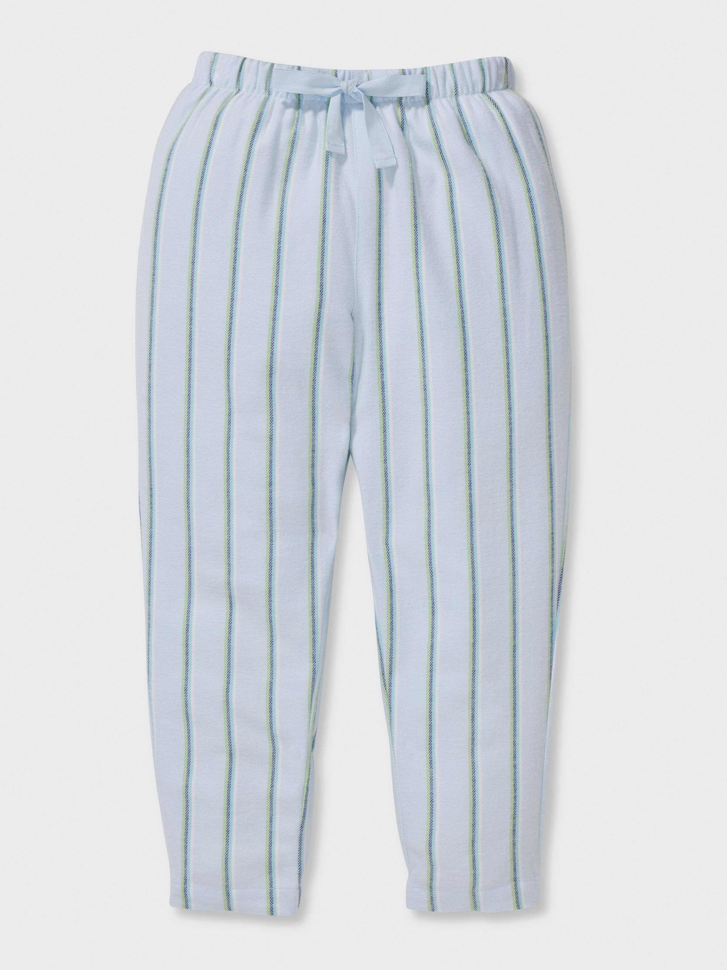 Boys 100% Cotton Blue Stripe Long Pj Set