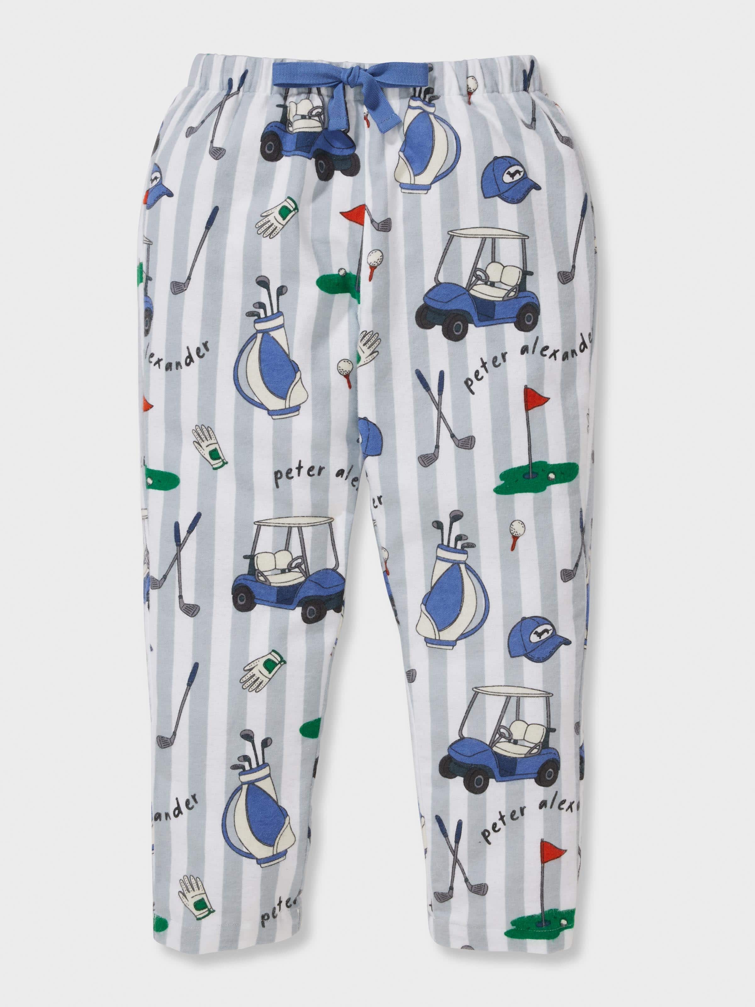 Boys 100% Cotton Golf Stripe Long Pj Set