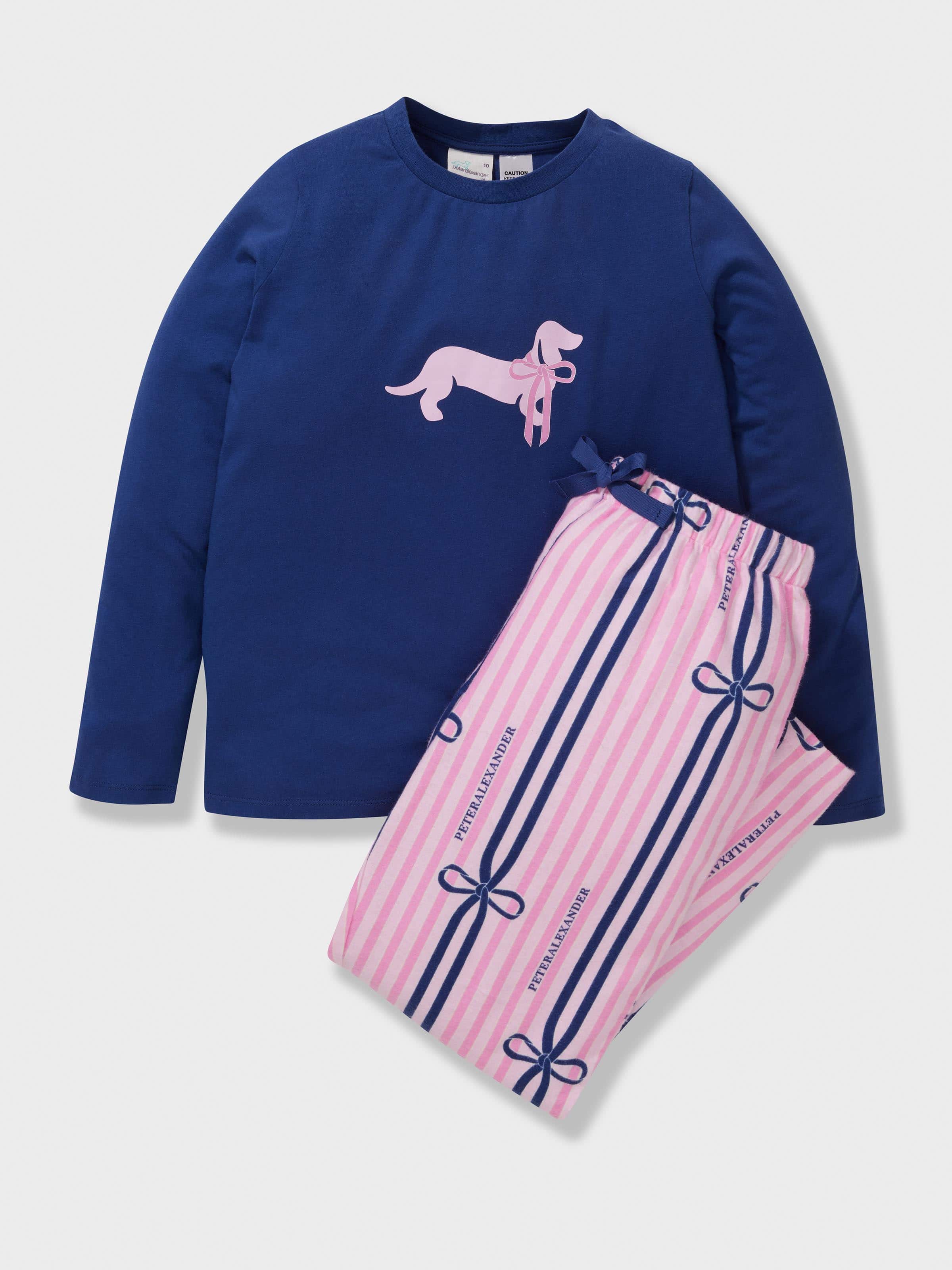 Girls Penny Bow 100% Cotton Long Pj Set