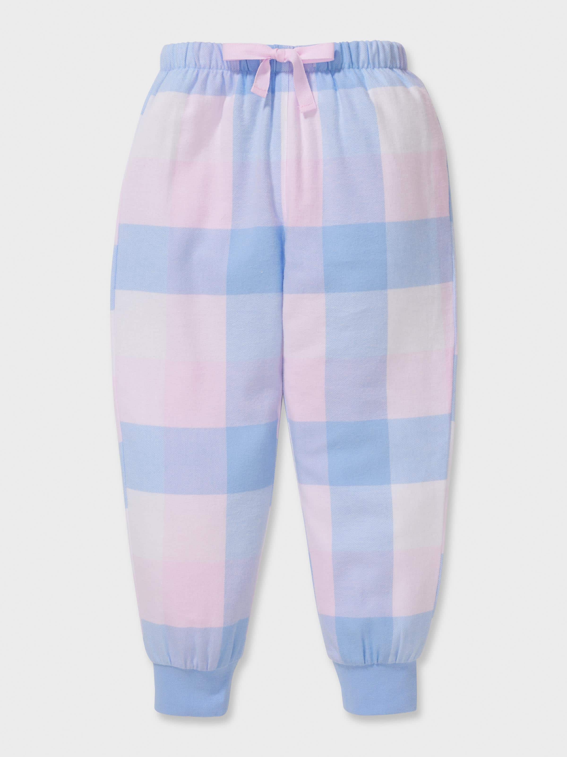 Jnr Girls Cornflower Check Long Pj Set