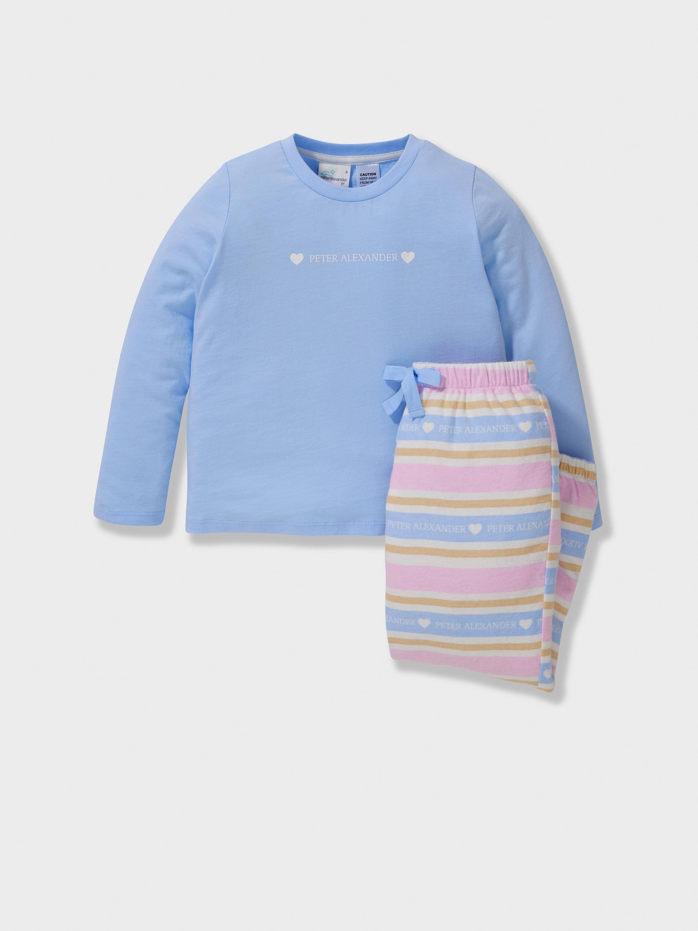 Jnr Girls Heart Stripe 100% Cotton Long Pj Set