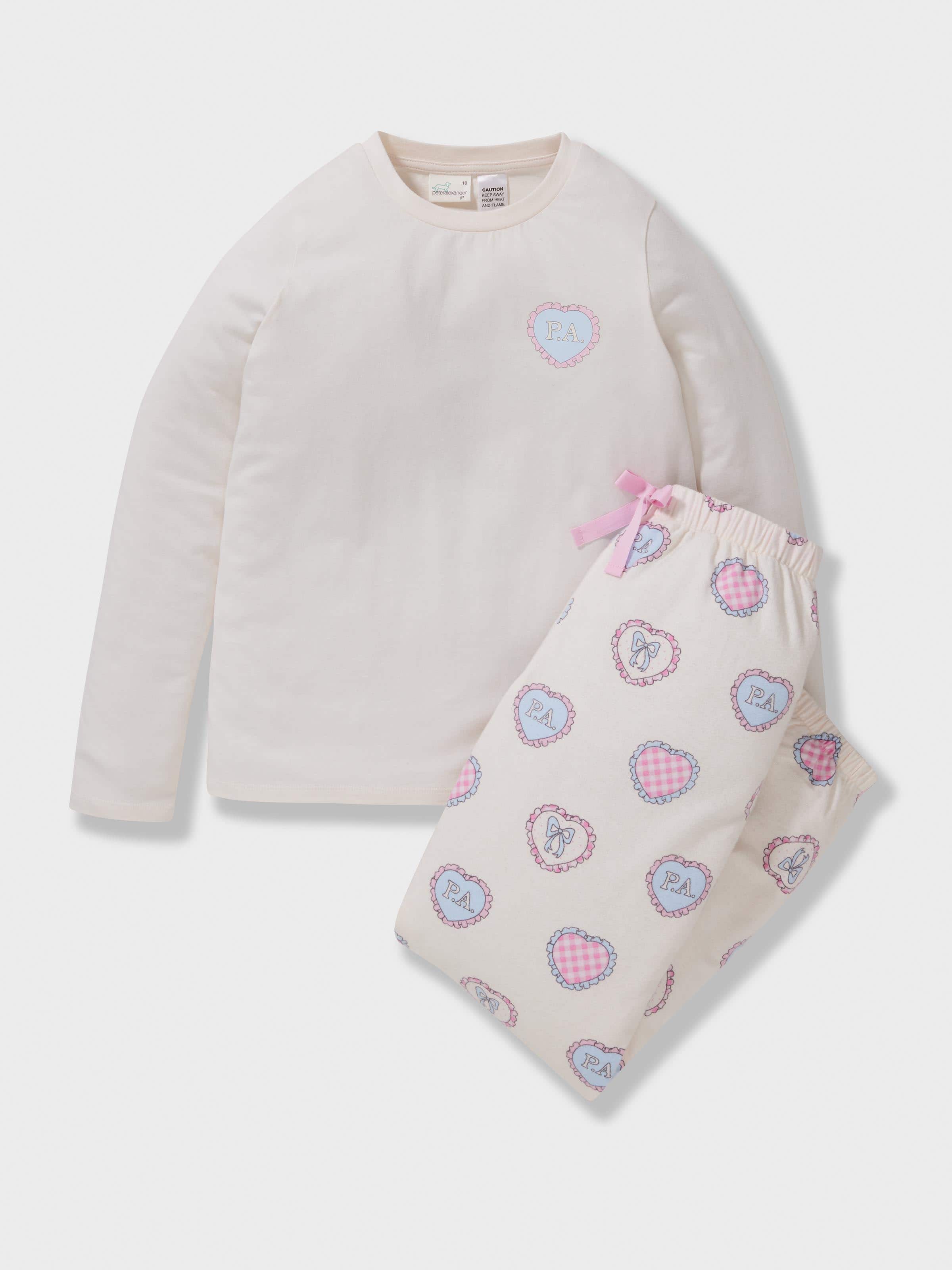 Girls Hearts 100% Cotton Long Pj Set