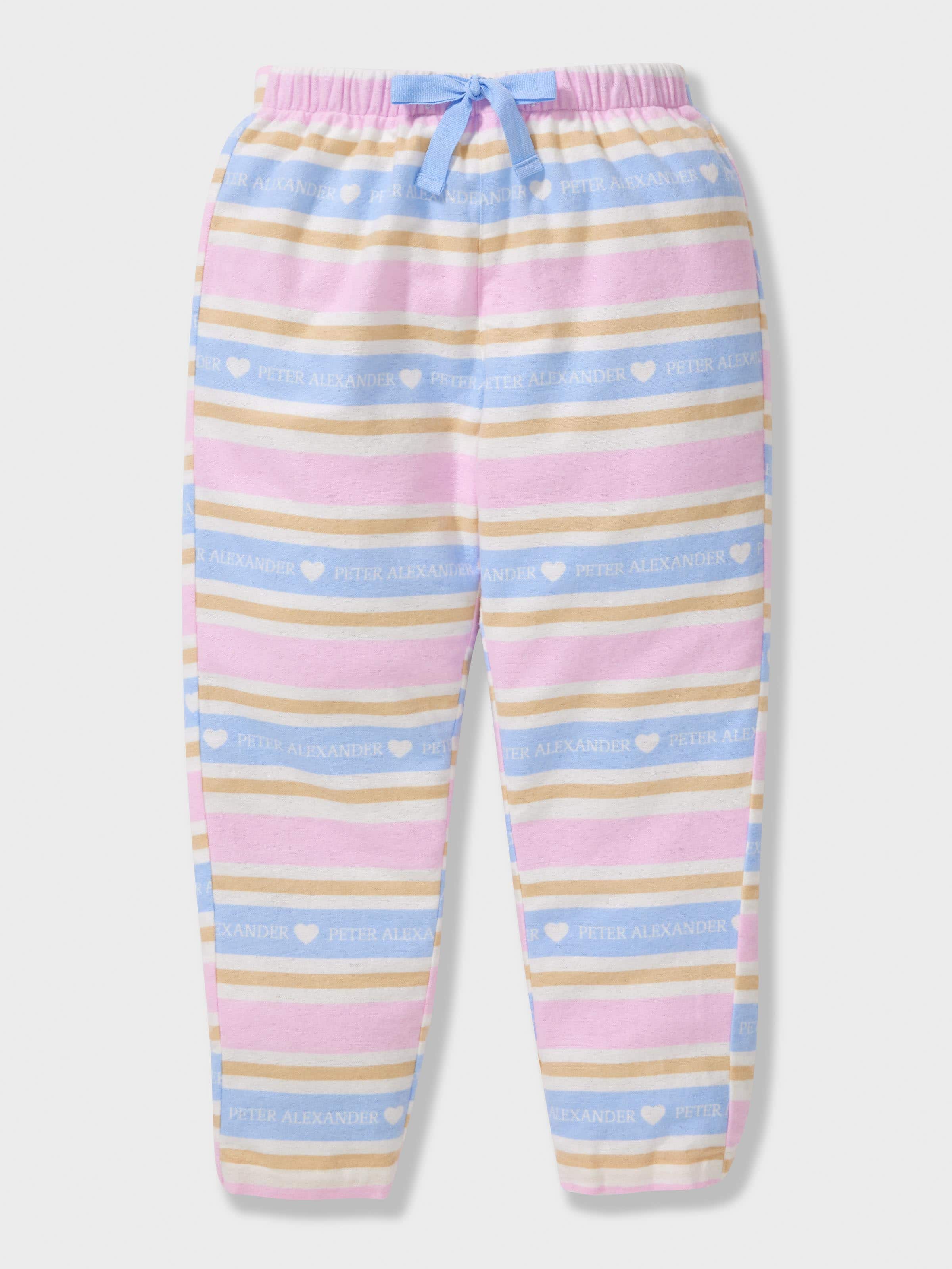 Girls Heart Stripe 100% Cotton Long Pj Set