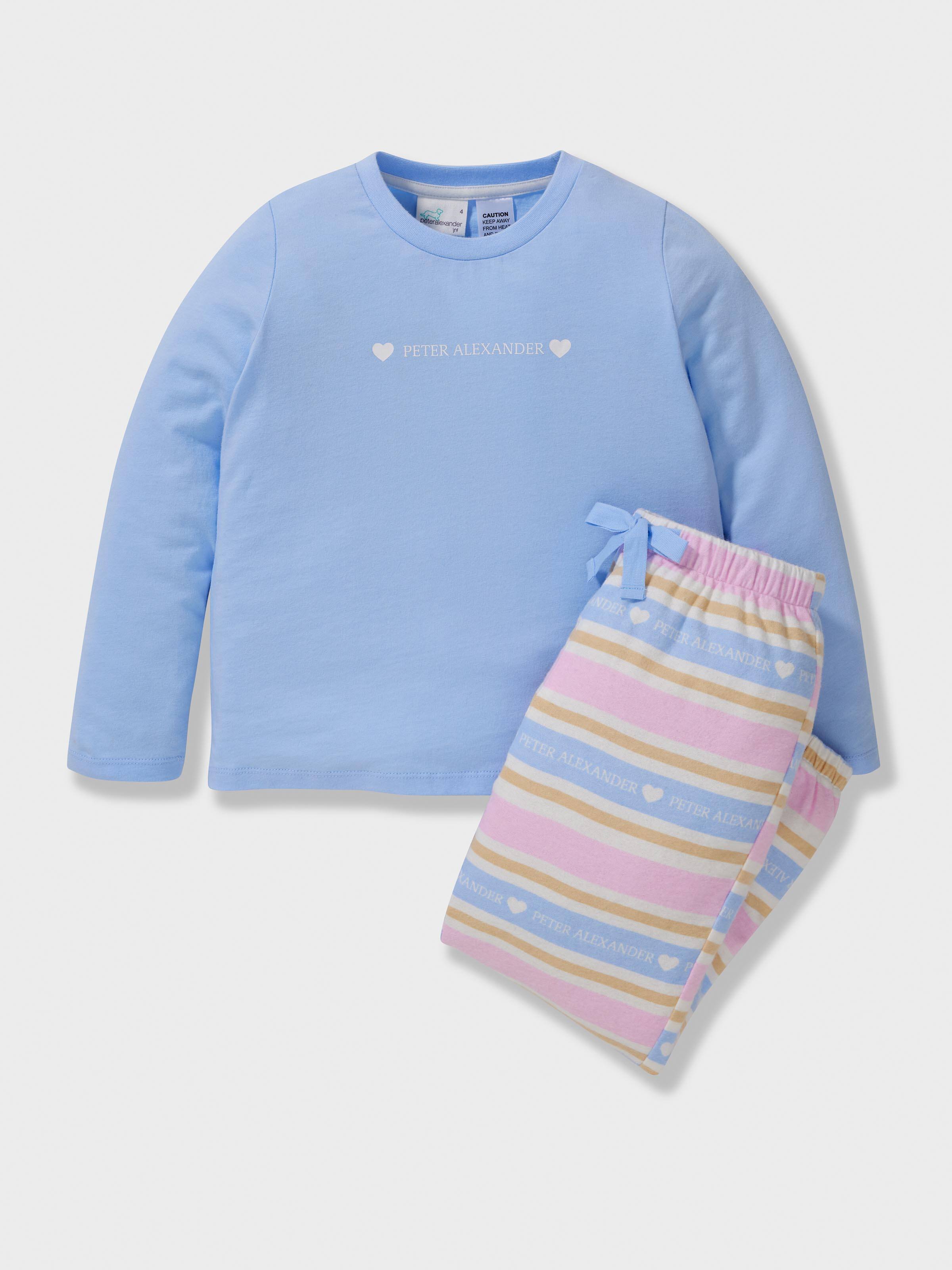 Girls Heart Stripe 100% Cotton Long Pj Set