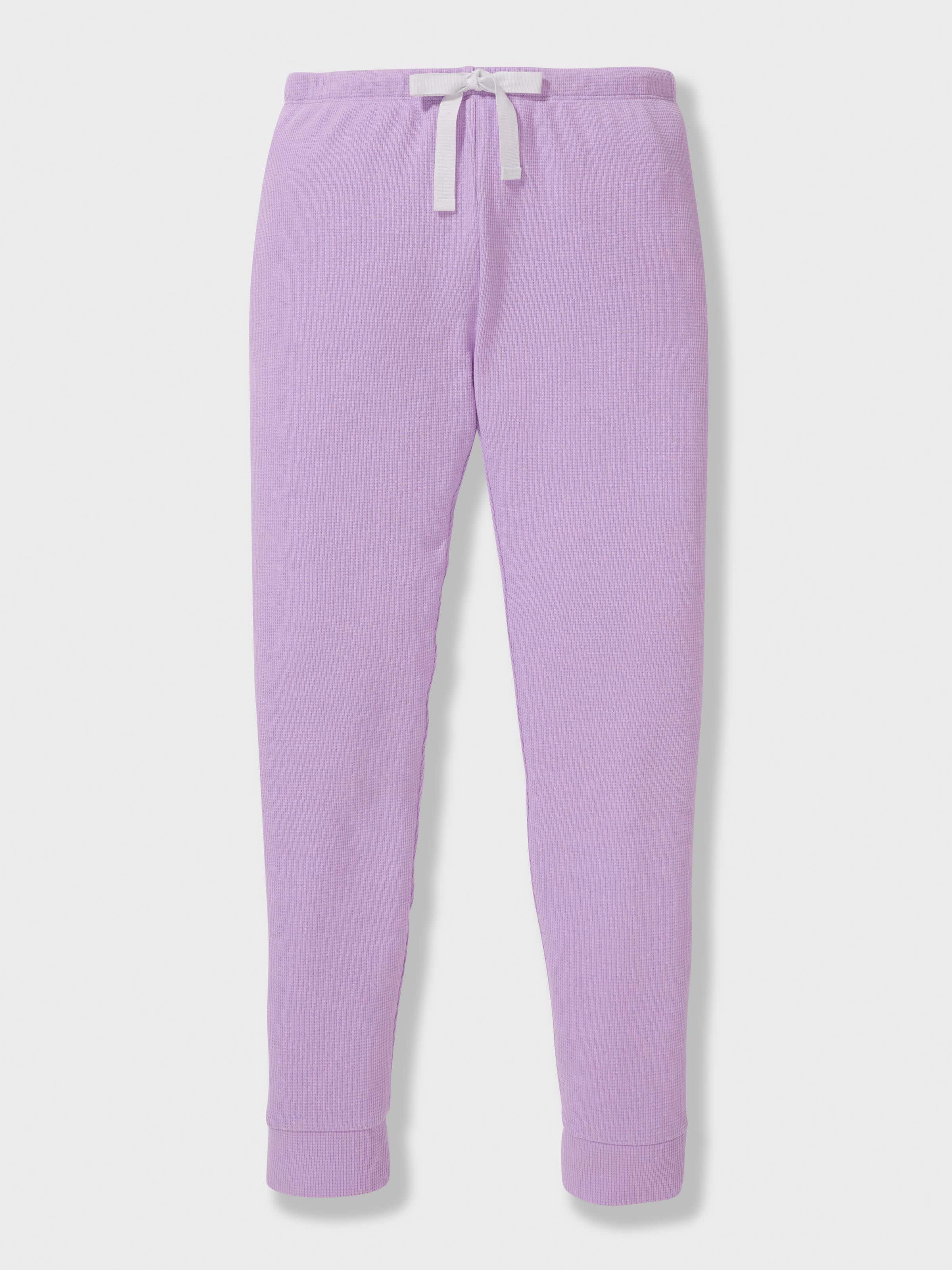 Girls Purple Waffle Knit Long Pj Set
