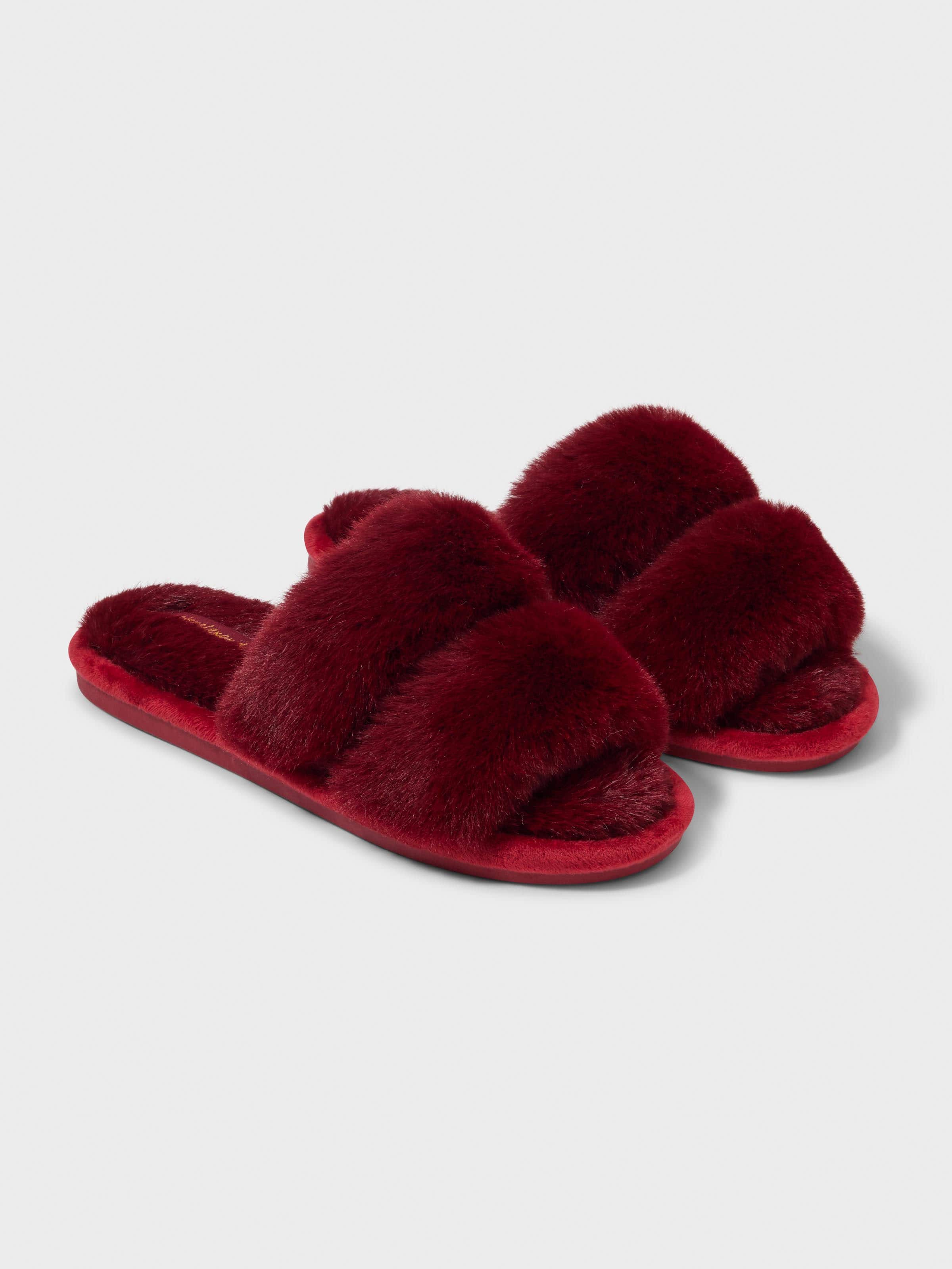 Ruby Fur Twin Strap Slide