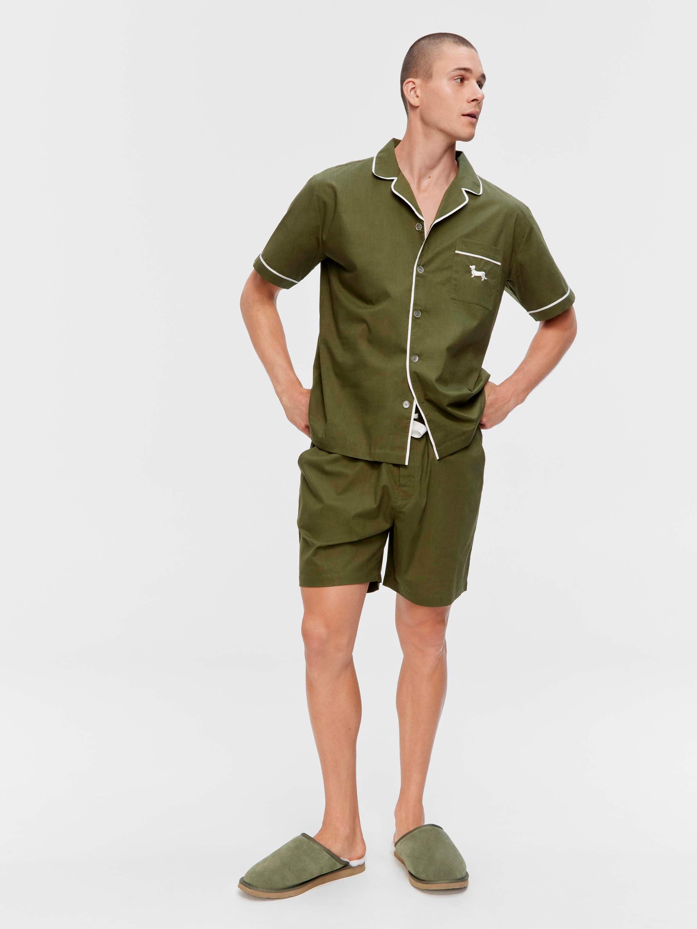 Olive Cotton Short Sleeve Pj Set